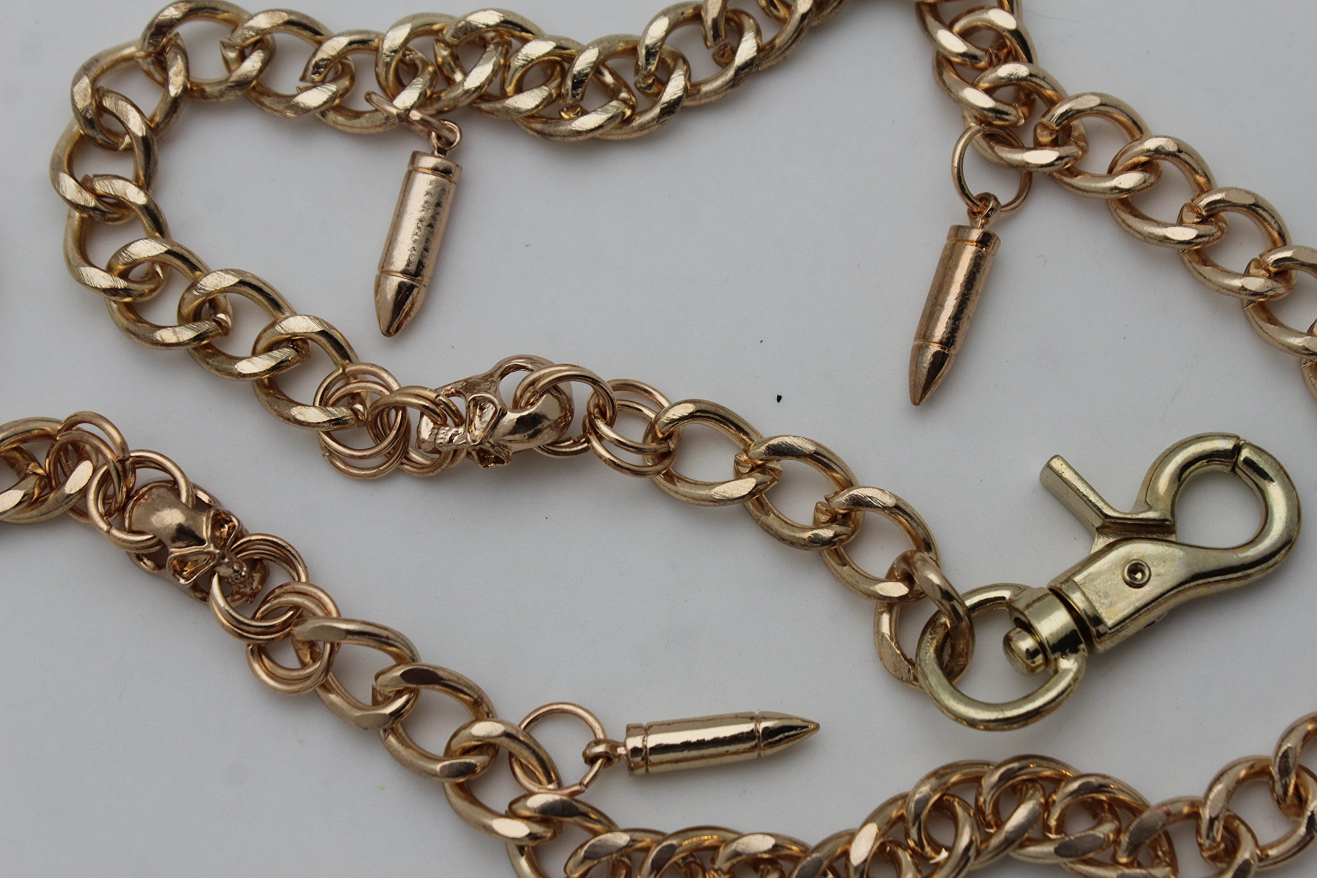 Men's Heavy Duty Metal Wallet Chain with Skull & Bullet Charms - Biker Keychain for Keys & Accessories - Perfect for Motorcycle Enthusiasts, Gifts & Everyday Carry