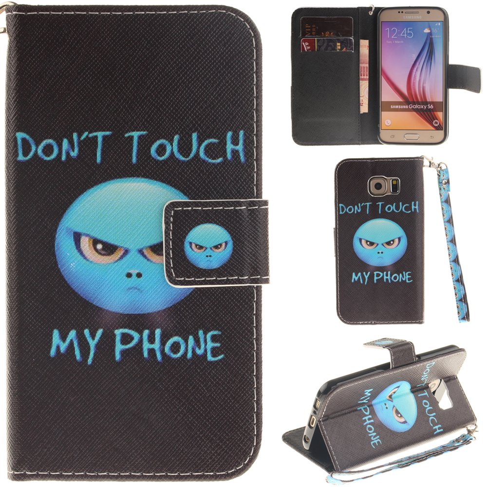 Premium PU Leather Magnetic Flip Wallet Case for Samsung Galaxy S6 - Card Slots, Cash Holder, Stand Feature & Wrist Strap | Perfect for Business, Travel & Everyday Protection