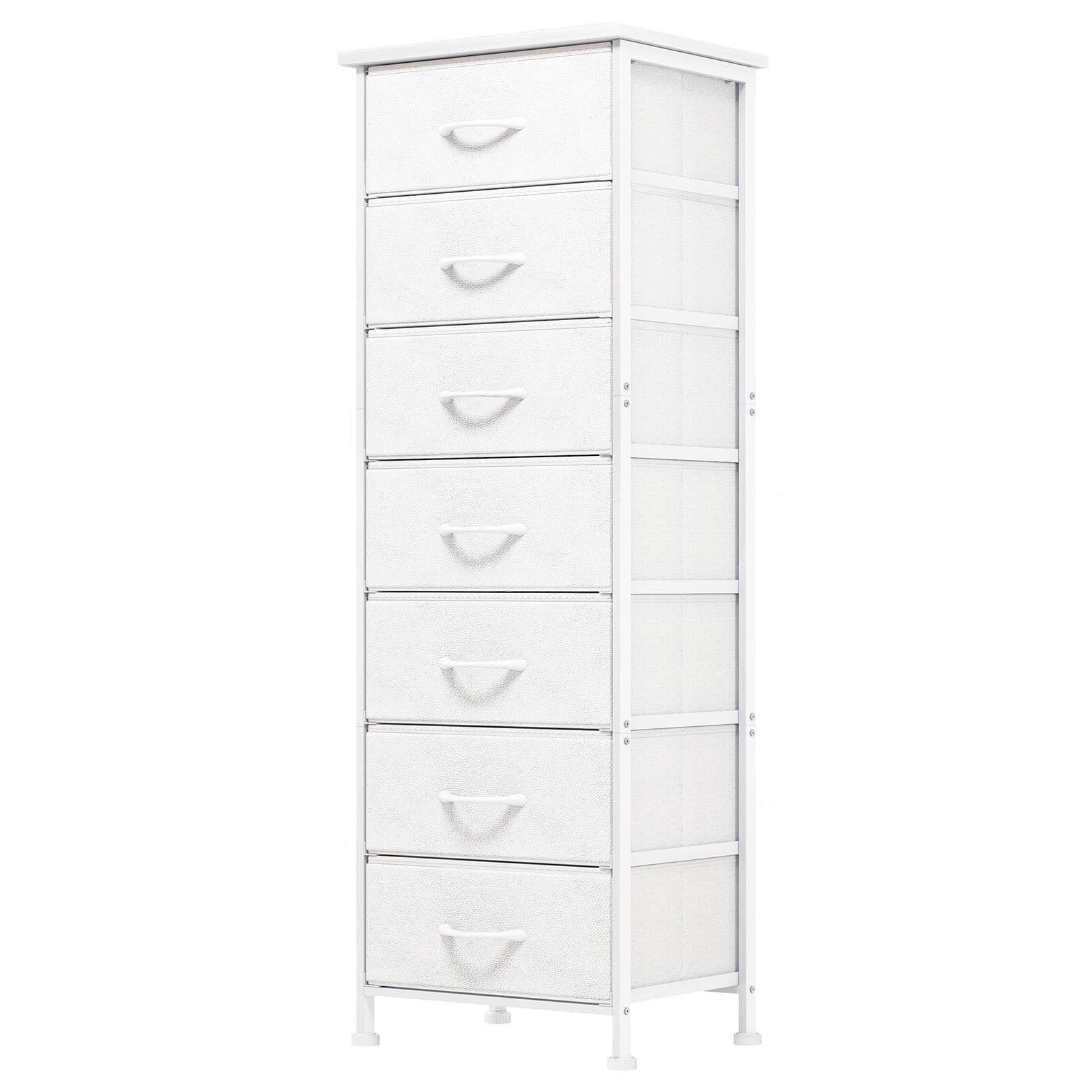 Fixwal White Tall Dresser for Bedroom - 7 Fabric Drawers Storage Organizer, Nightstand Furniture for Closet, Entryway & Hallway | Perfect for Bedroom Storage, Closet Organization & Small Space Decor