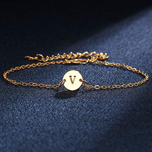 Personalized A-Z Initial Bracelet - 26 Alphabet Letter Adjustable Gold Anklet for Women & Girls | Friendship Jewelry Gift for Birthday, Graduation, Valentine's Day