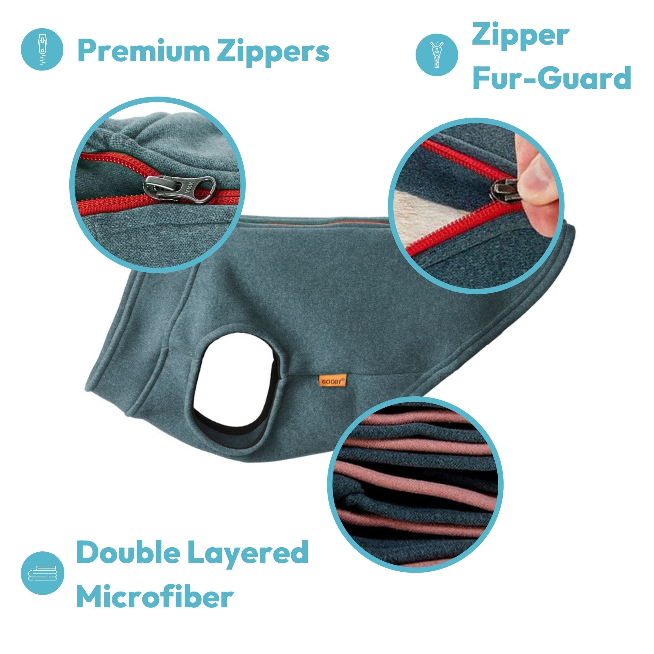 Gooby Zip-Up Microfiber Fleece Dog Sweater - Green, X-Large - Warm Double-Layered Soft Step-In Dog Jacket for Small & Medium Dogs - Winter Dog Coat for Cold Weather, Outdoor Walks & Indoor Comfort
