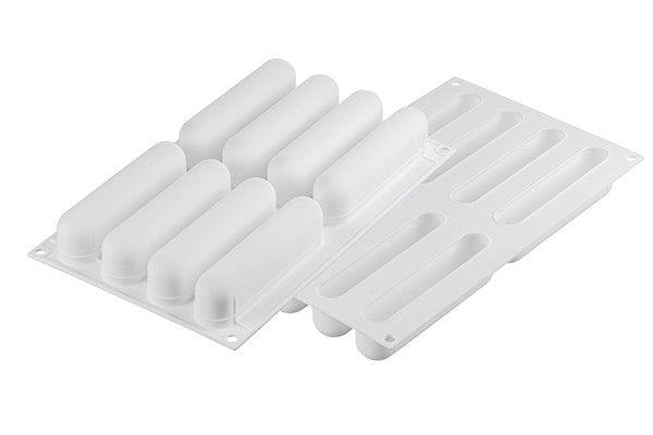 Premium L Eclair 120 Silicone Mold with Cutter - 8 Cavities for Perfect Eclairs, Cream Puffs & Pastries | Ideal for Home Baking, Professional Kitchens & Dessert Shops