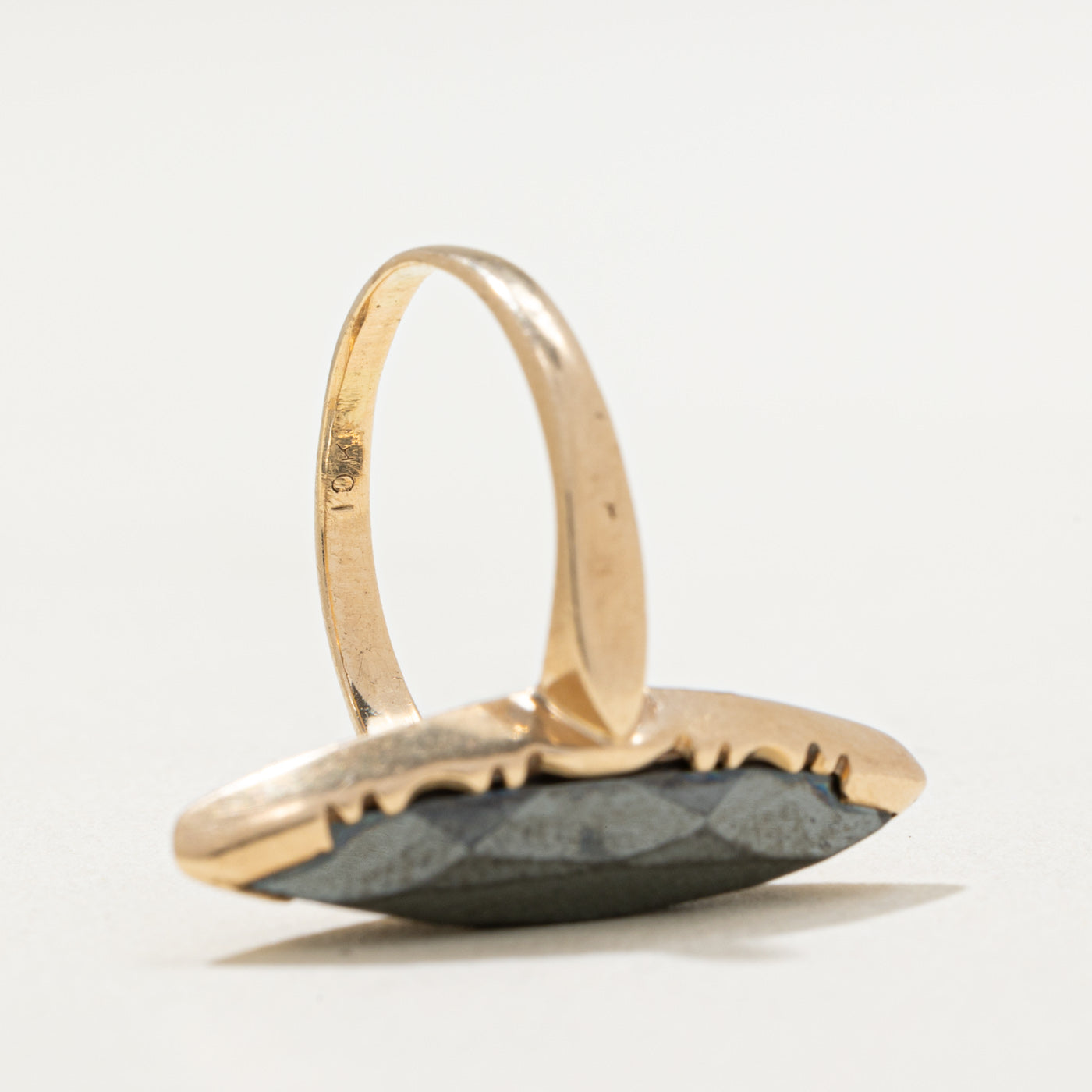 10K Hematite Navette Ring for Women | 2.60ct Genuine Hematite Gemstone | Size 3.75 | Elegant Marquise Cut Jewelry for Everyday Wear, Gift Giving & Special Occasions