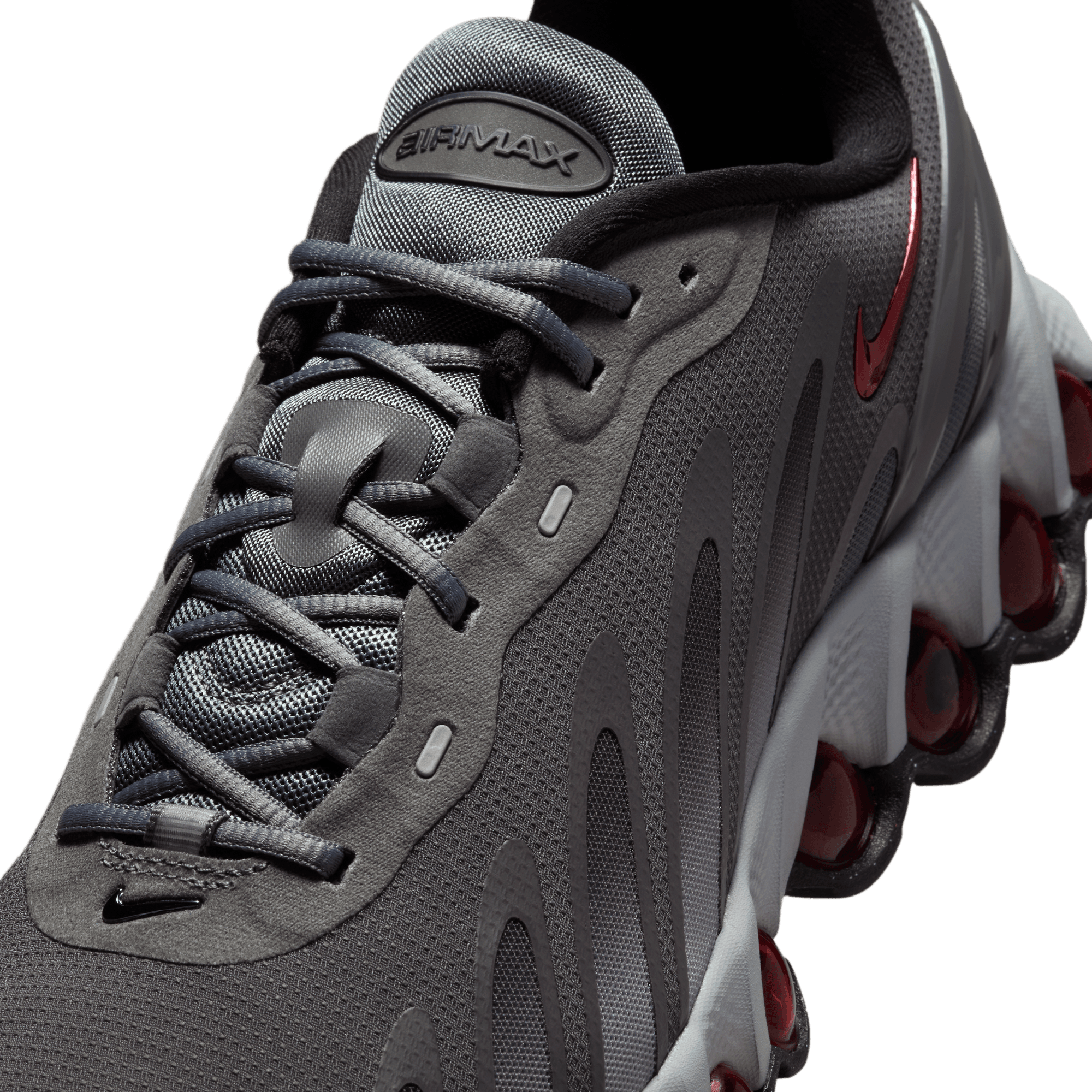 Nike Air Max DN8 Running Shoes - Iron Grey/Bright Crimson - Lightweight & Cushioned for Men's Athletic Performance - Perfect for Gym, Jogging & Casual Wear