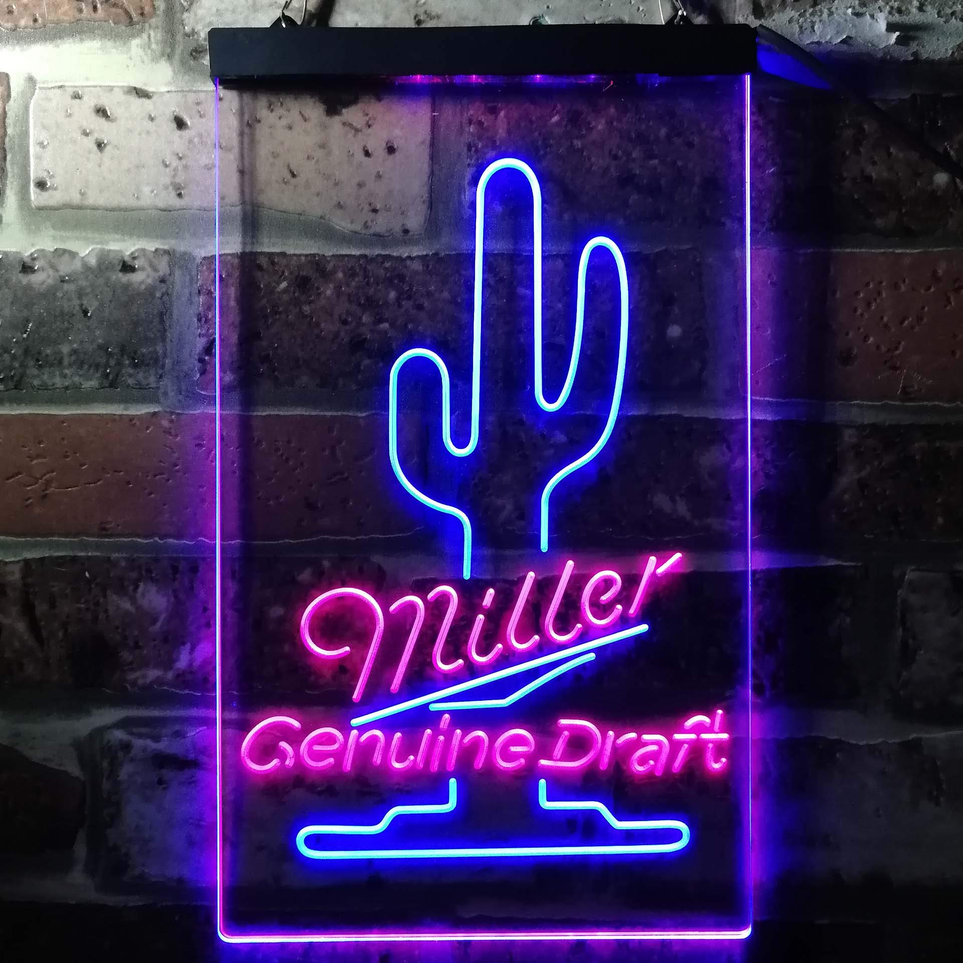 CHUZI Pub Millers Genuine Draft Cactus Wall Decor LED Neon Sign - Blue & Red (8