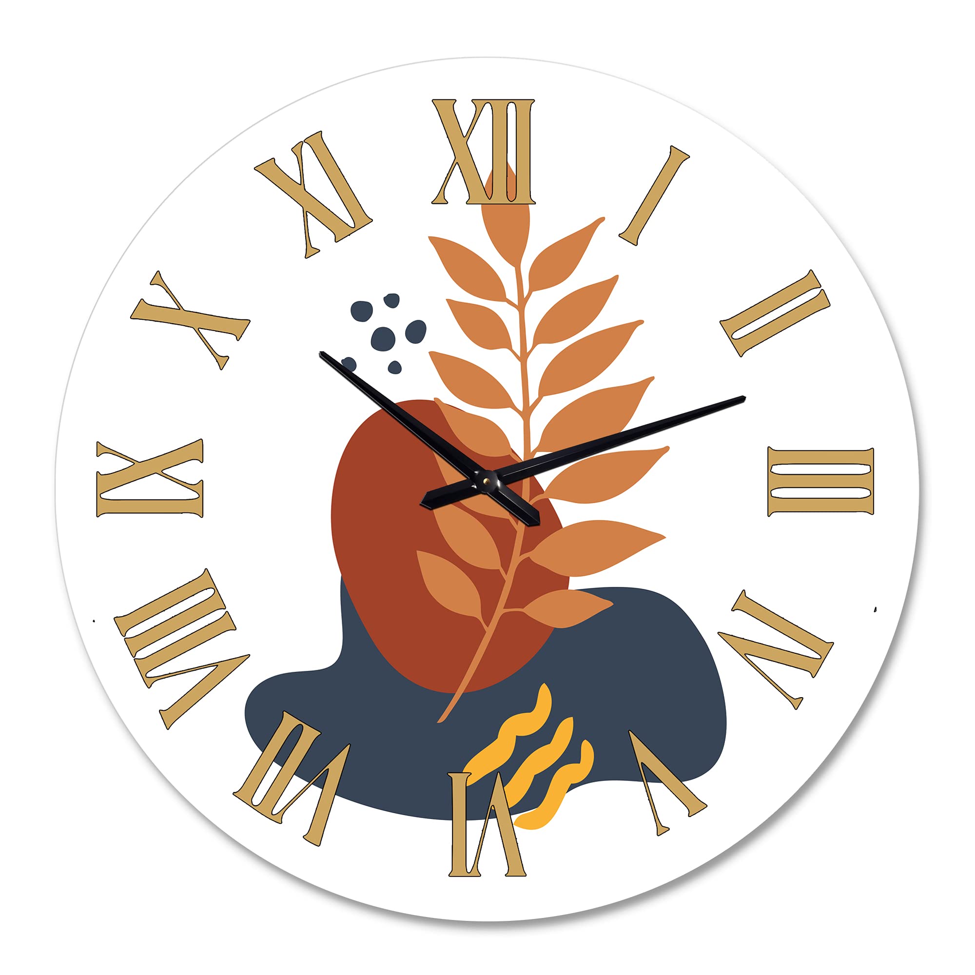 Abstract Flowers Minimal Shapes VIII - Large Modern Wall Clock for Kitchen Decor | Floral & Botanical Design | Perfect for Home, Office & Living Room