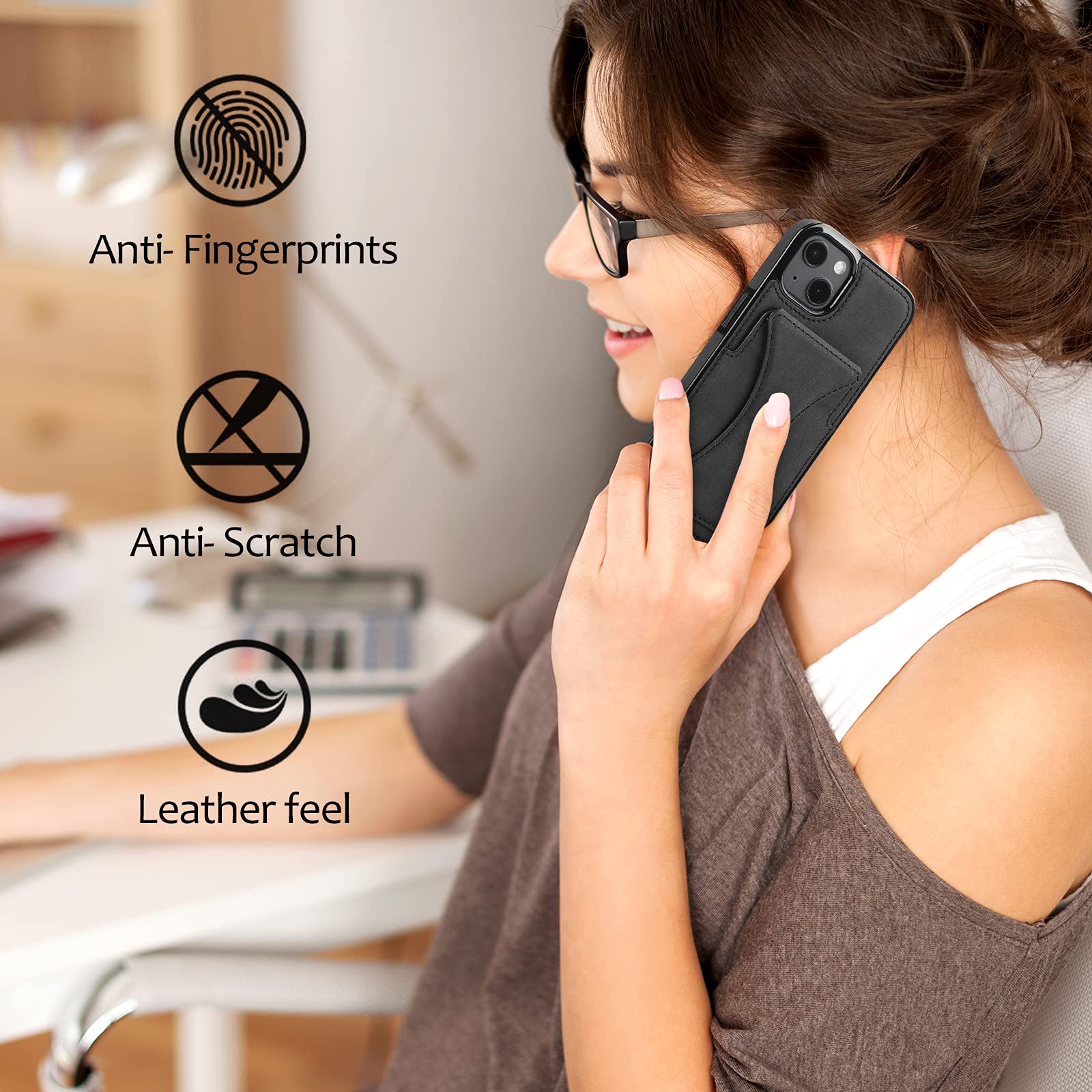 iPhone 14 Wallet Case with Card Slots & Kickstand, PU Leather Protective Cover with Magnetic Shockproof Design, Slim Flip Case with Expanding Stand Holder for 6.1 Inch, Black - Perfect for Travel, Work, and Everyday Use