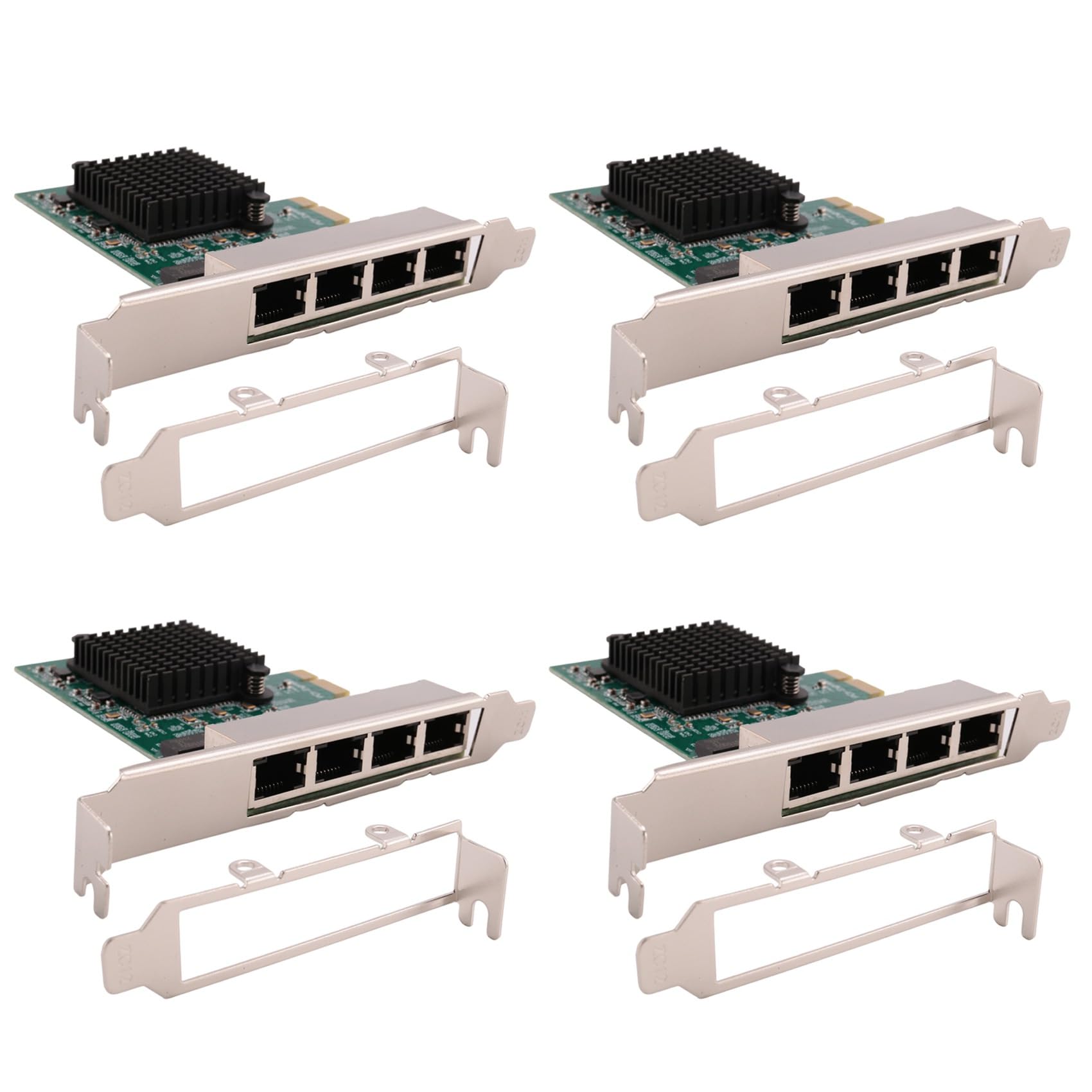 Hfourhnik 4-Port Gigabit PCI-E Network Card with Realtek RJ45 Ethernet Adapter - High-Speed LAN Expansion for Gaming, Servers & Workstations