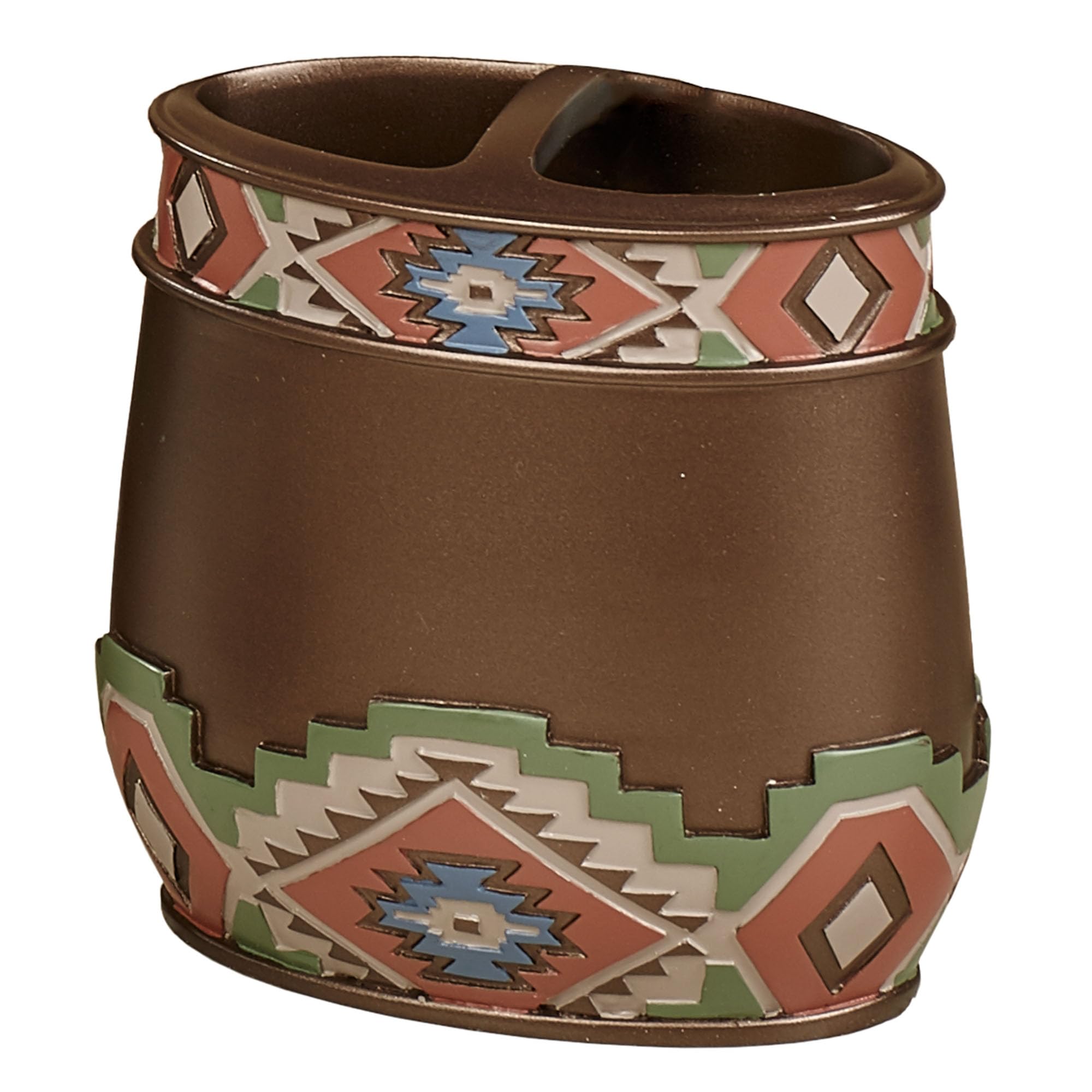 Valley View Southwest Embossed Toothbrush Holder - Multi Warm Bathroom Organizer for Toothbrushes, Perfect for Modern Homes & Spa-Like Bathrooms