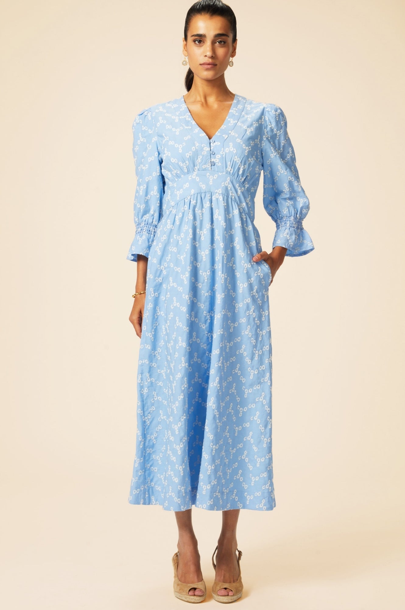 Hadlee Dress | Cornflower Blue Flowy Midi Dress for Women | Perfect for Summer, Beach, and Casual Outings