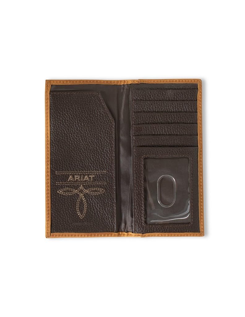 ARIAT Youth Rodeo Southwest Diamond Lace Leather Wallet for Boys & Girls - Genuine Brown Cowhide Bifold Wallet - Perfect for Rodeo Events, School & Everyday Use