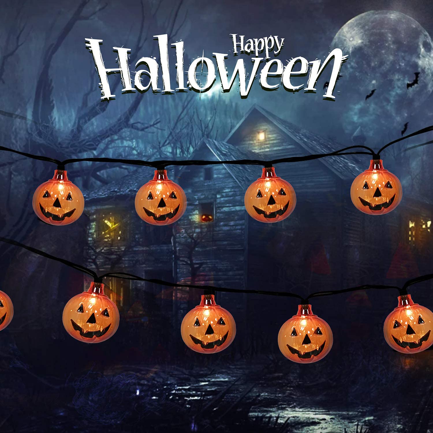8.5FT LED String Lights with 14 Bulbs - Waterproof Outdoor Halloween Lights for Pumpkin Decor, Haunted House, Carnival & Masquerade Party | Perfect for Patio, Garden, Yard & Indoor Decorations