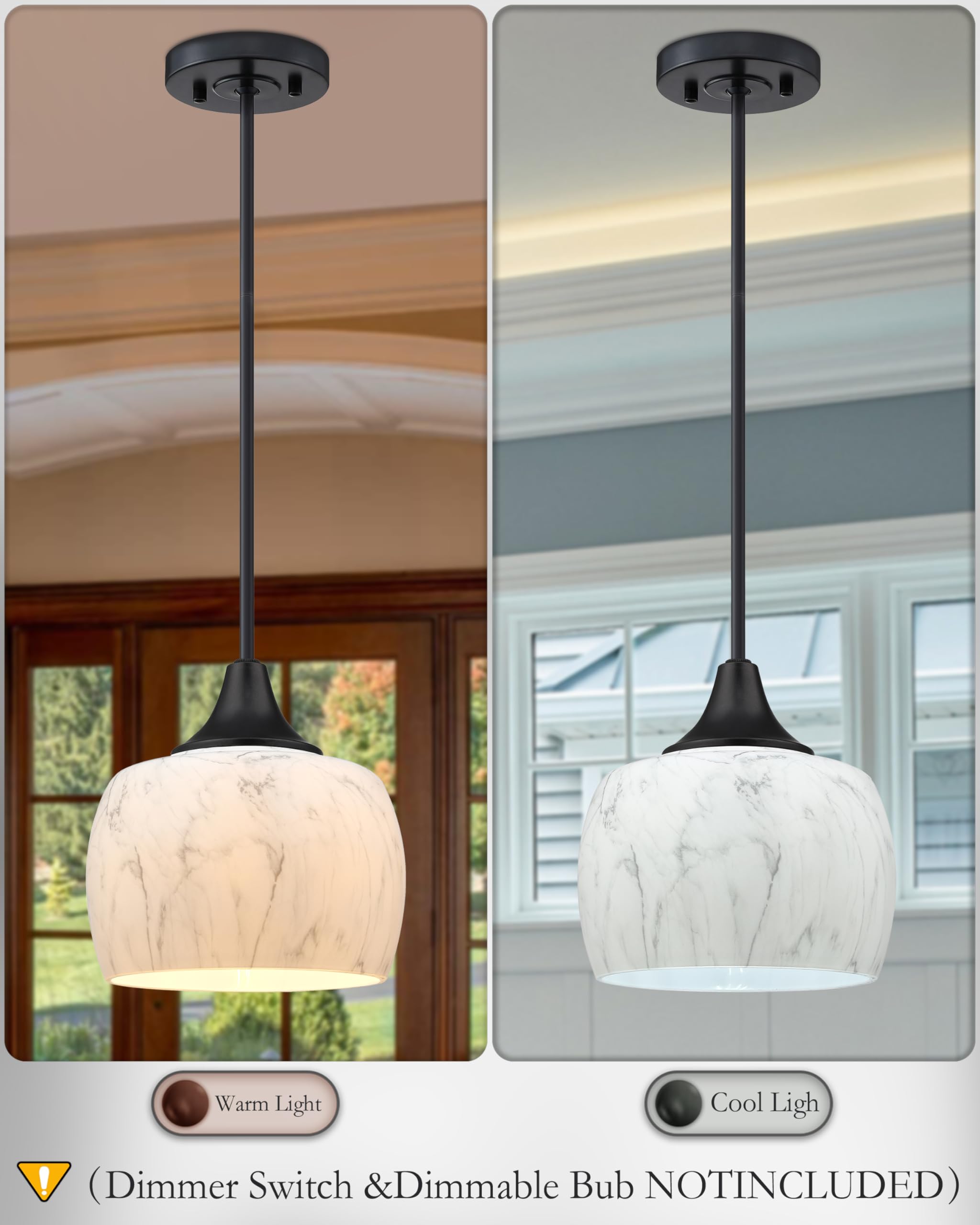 2 Pack Black Modern Farmhouse Pendant Lights - 7.3