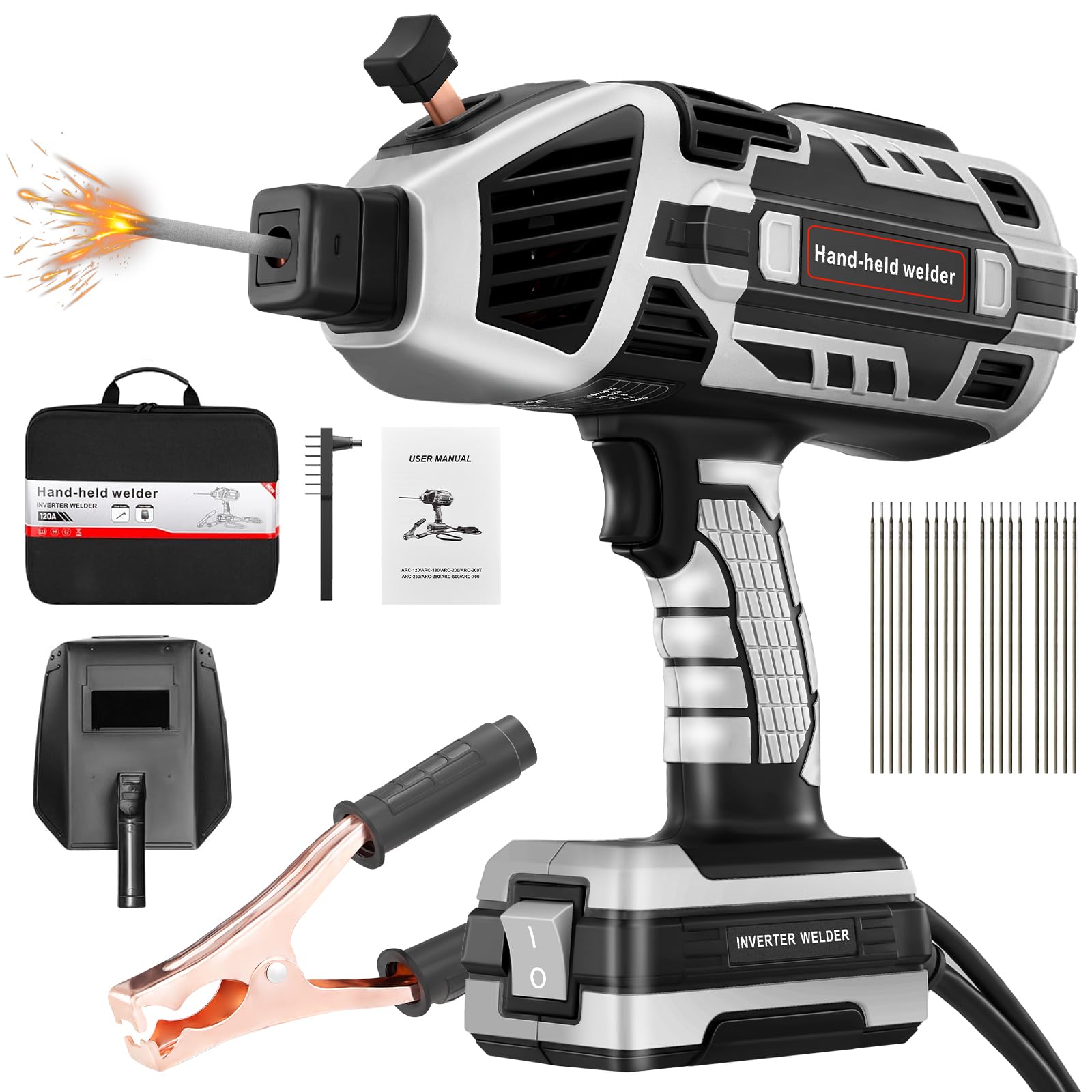 Portable IGBT Inverter ARC Welder - 110V Electric Welding Machine with 5 Adjustable Current Settings, Handheld Welder Gun for 3/32