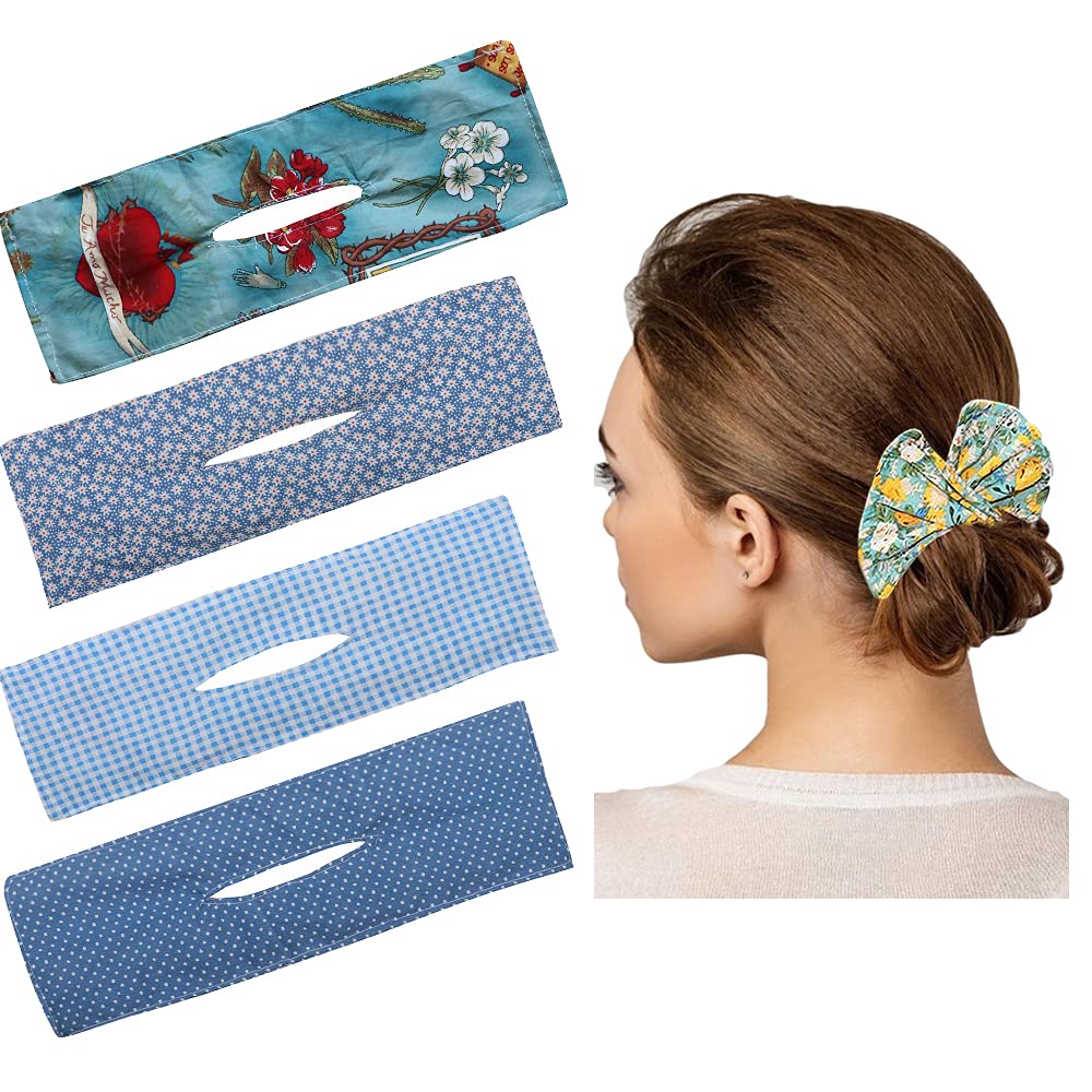 4Pcs Blue Magic Donut Hair Bun Maker for Women - Lightweight Hair Donut for Thick & Thin Hair (3.5oz, 13.7x3.9 Inches) - Perfect for Daily Styling, Weddings & Special Occasions