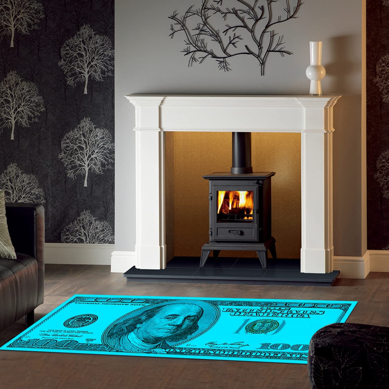 GUBIYU Blue Dollar Bill Runner Rug - 24