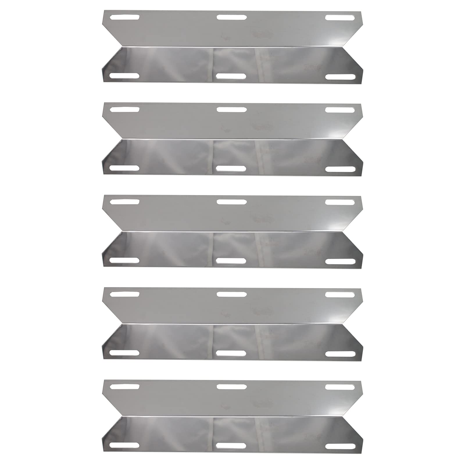 5-Pack Stainless Steel BBQ Grill Heat Shield Plates - Compatible with Kirkland 720-0432, Replacement Flame Tamer, Guard & Deflector - Perfect for Outdoor Grilling, Backyard BBQs & Camping Cooking