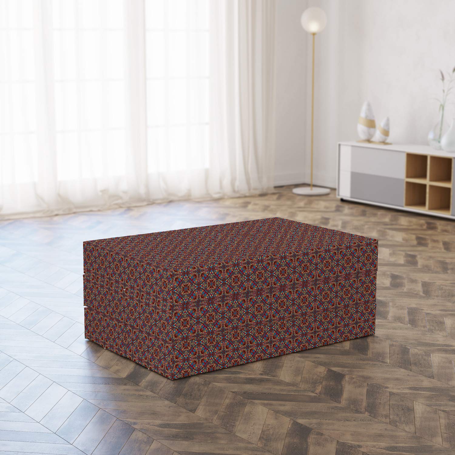 Ambesonne Colorful Foldable Mattress - Vivid Oriental Glass Design, 74.8