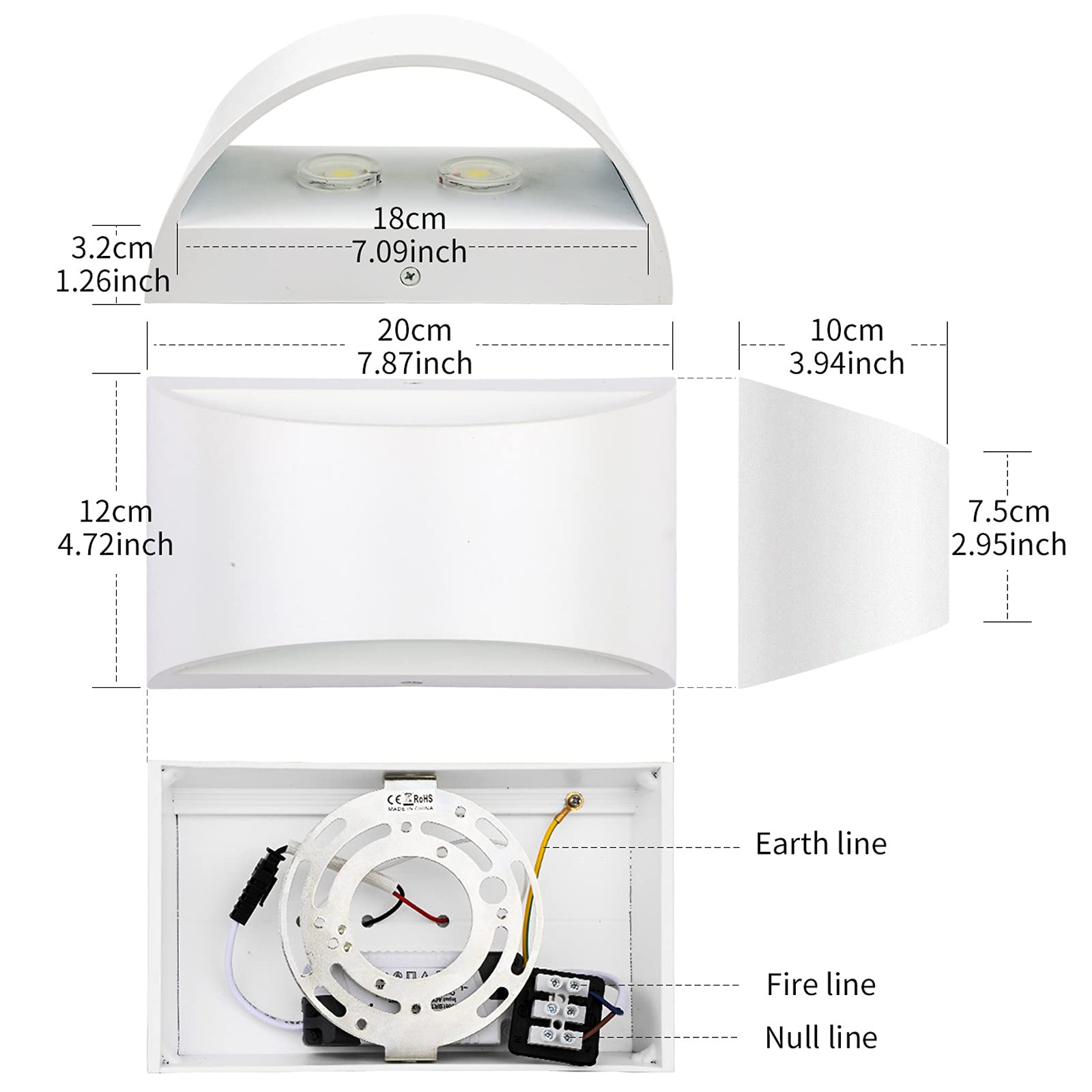 Modern LED Wall Sconce Light Fixture - Hardwired Indoor Wall Lights Set of 2, 3000K Warm White Up/Down Lighting - Sleek White Wall Mounted Lamps for Living Room, Bedroom, Hallway & Corridor - Perfect for Ambient Lighting and Home Decor