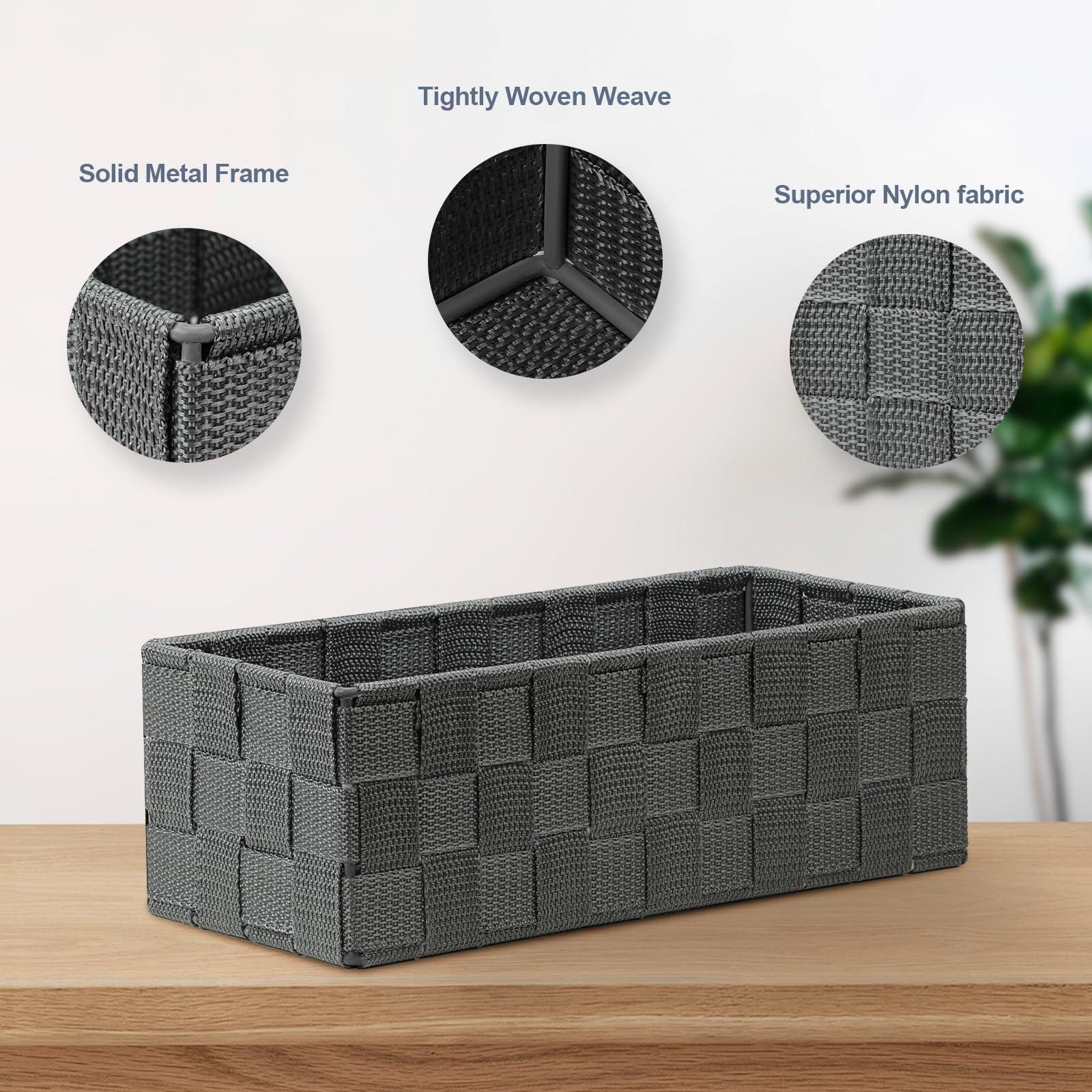 Bellzacasa 9-Piece Woven Storage Baskets Set - Grey Cube Bin Organizer for Drawer, Shelves, Closet & Bathroom | Perfect for Home Organization & Decor