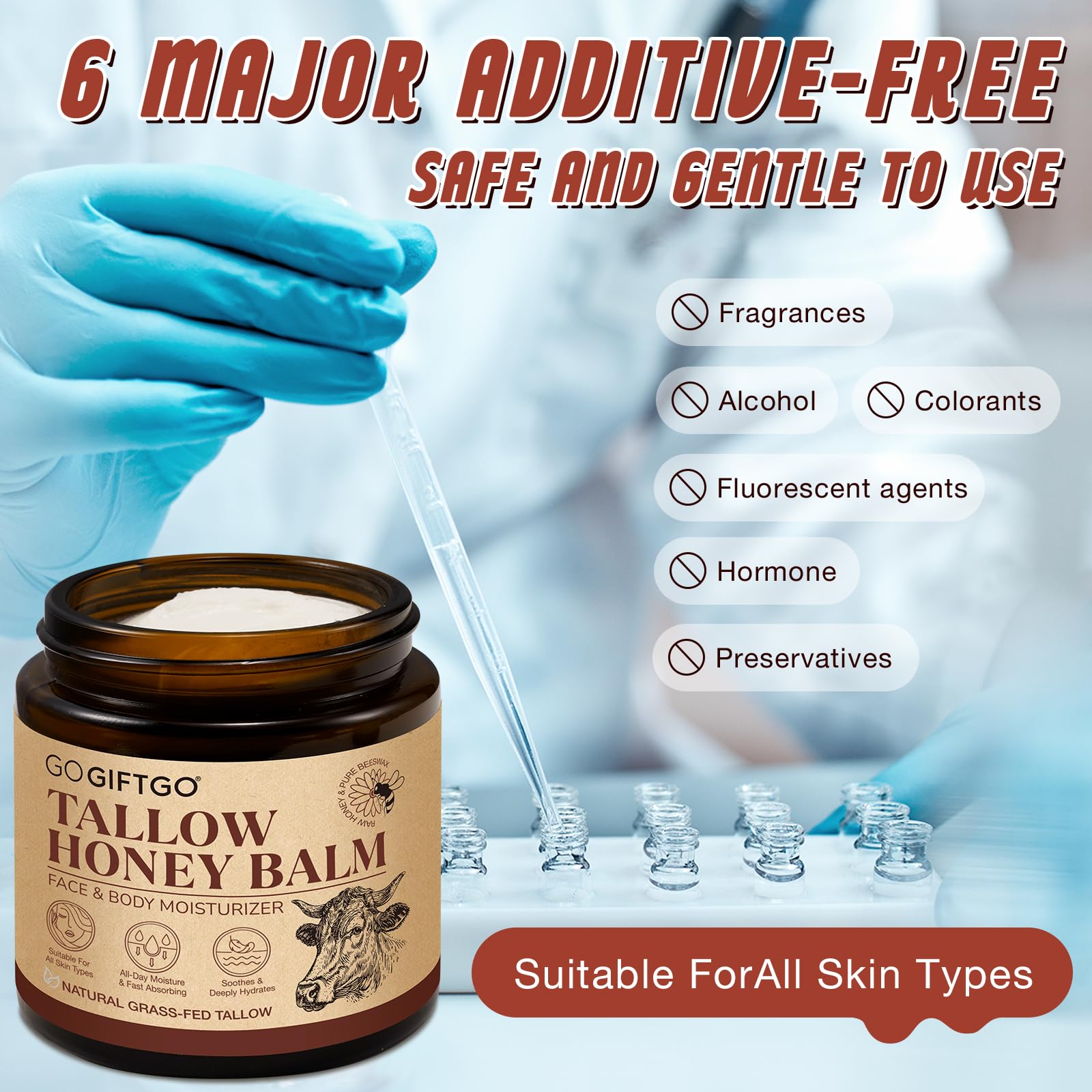 Grass Fed Beef Tallow Balm - Natural Skin Moisturizer for Face & Body Care