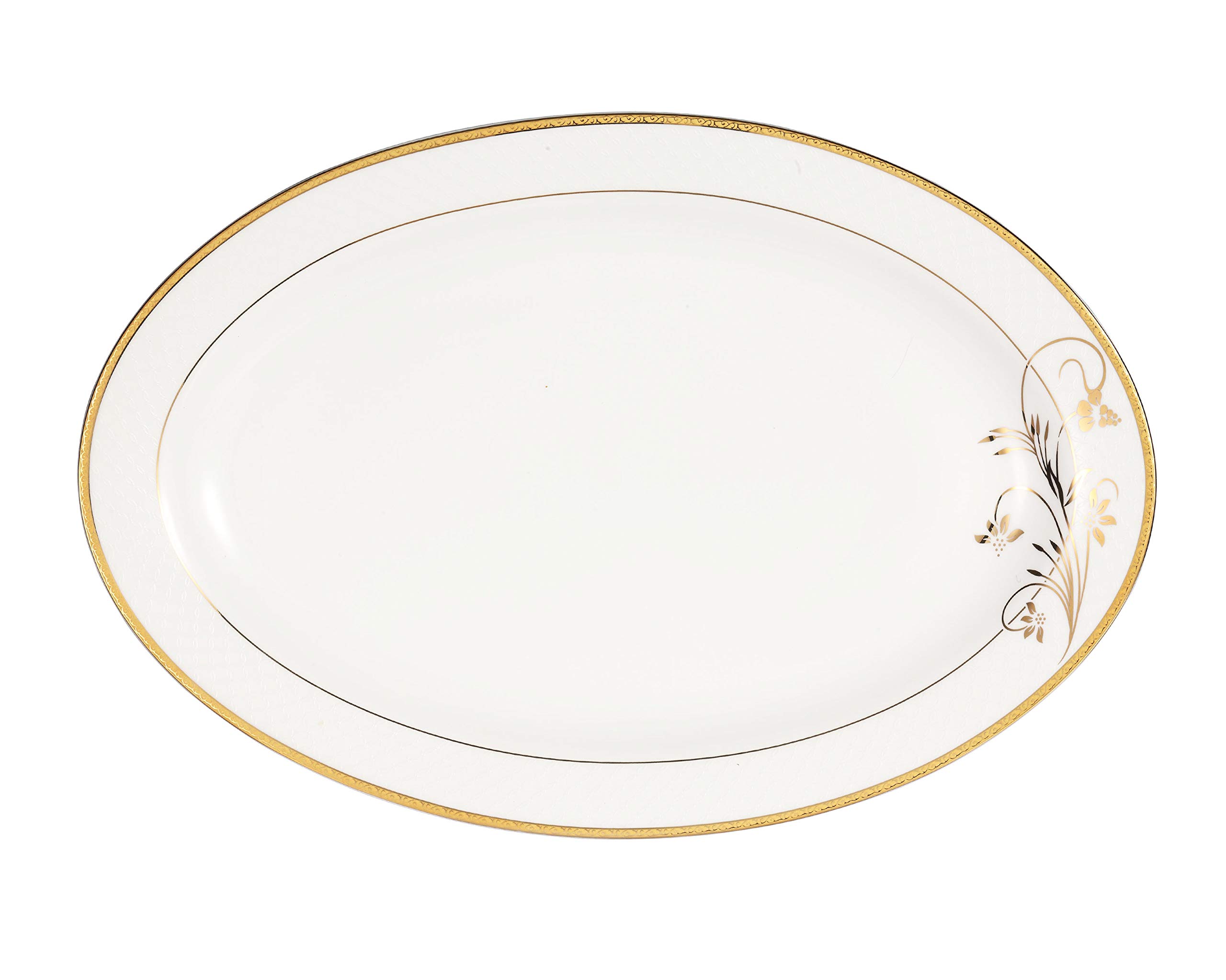 Lorren Home Trends La Luna 57-Piece Bone China Dinnerware Set with 24K Gold Floral Design - Service for 8 - Elegant Table Setting for Formal Dinners, Weddings & Special Occasions