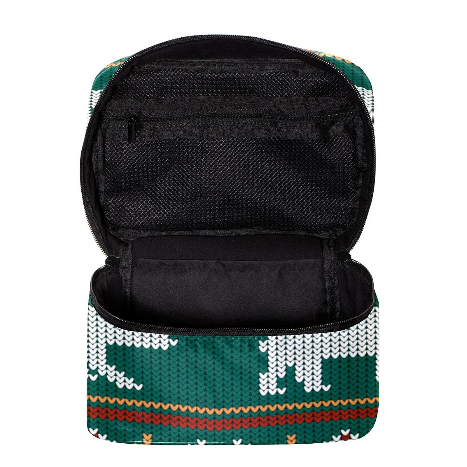 Ethnic Polar Bear Green Pattern Large Travel Makeup Bag - Waterproof Cosmetic Organizer with Zipper for Women & Girls | Perfect for Vacation, Gym, and Daily Essentials Storage
