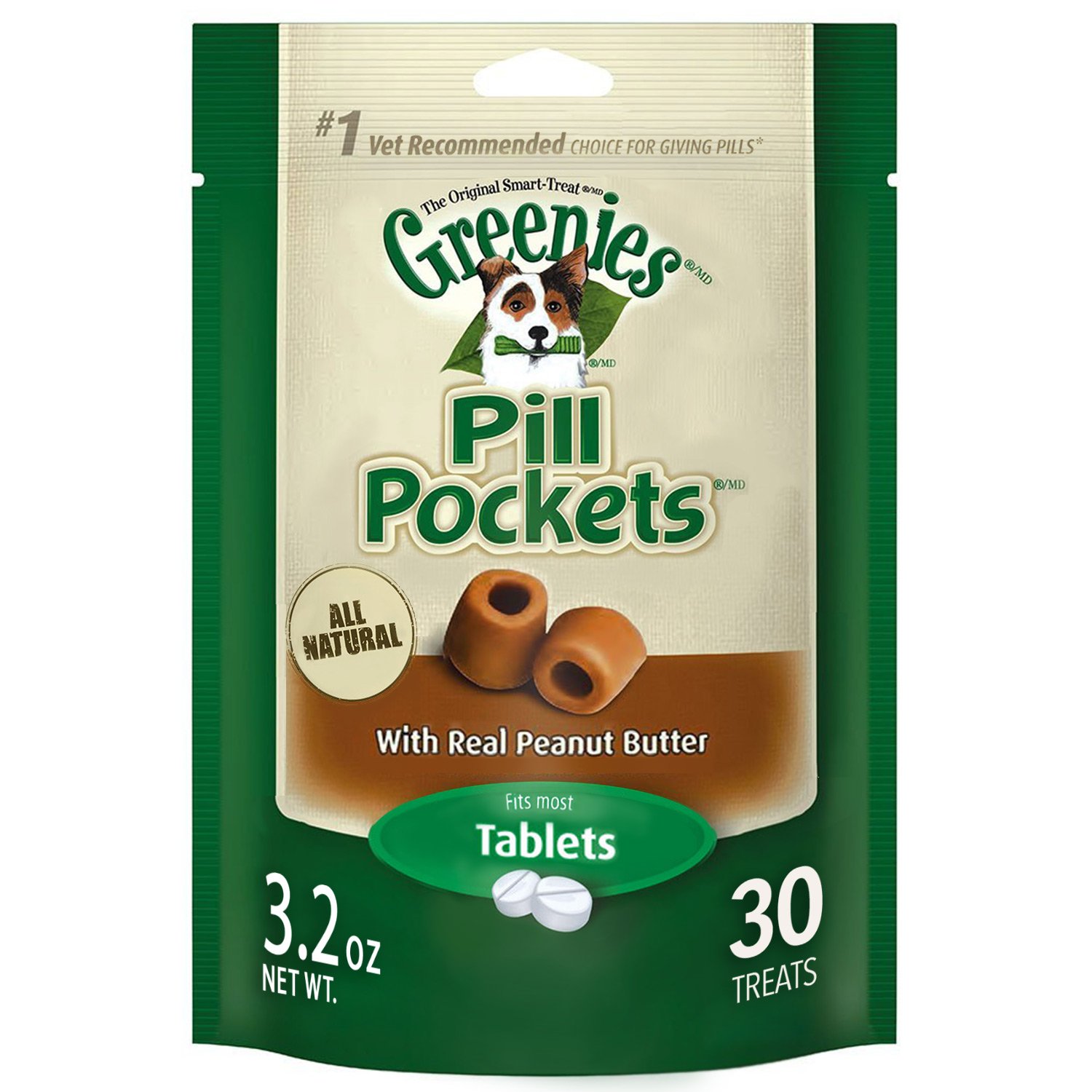 Greenies Pill Pockets for Dogs - Peanut Butter Flavor Soft Treats for Hiding Medication - 3.2 Oz Pack of 6 - Perfect for Picky Eaters & Easy Medication Administration