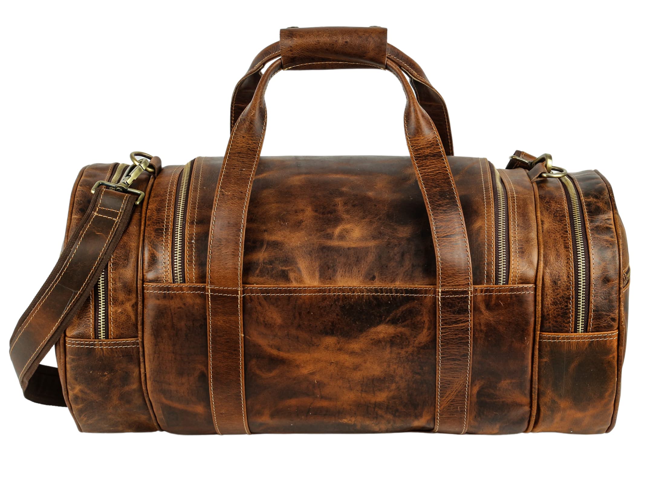 Tuzech 20-Inch Large Leather Duffel Bag - Travel, Gym & Airplane Approved Carry-On Luggage for Men & Women - Perfect for Weekend Trips, Business Travel & Sports Gear Storage