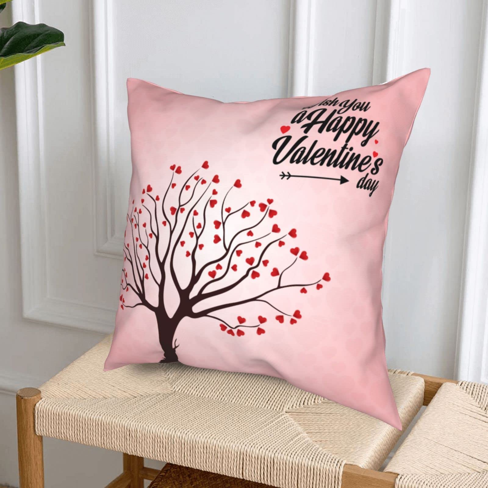 Valentine's Day Heart Print Pink Decorative Throw Pillow Covers - Soft Cushion Cases for Bedroom, Sofa, Chair & Car - Romantic Home Decor Gift for Couples