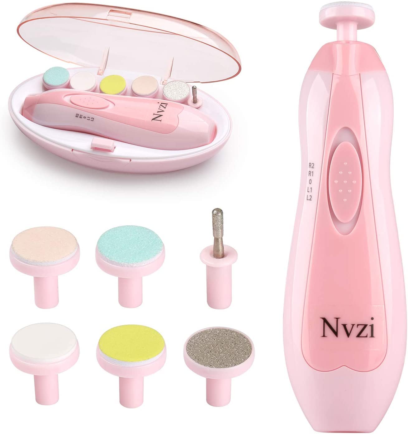 Electric Baby Nail Trimmer & File with LED Light - Safe Infant Nail Clippers for Newborns & Toddlers - Toe Nail Sander for Thick Nails (Pink) - Perfect for Gentle At-Home Baby Grooming and Travel Use