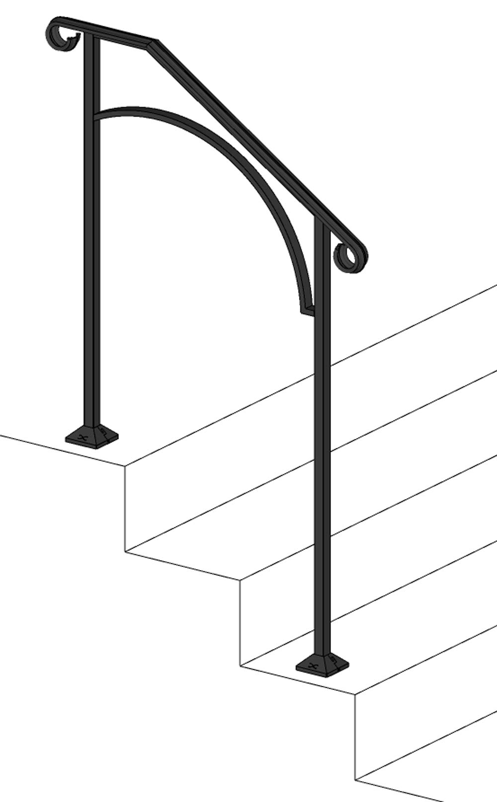 Iron X Handrail Arch #2 (No Fasteners) - Heavy Duty Steel Stair Railing Bracket for Indoor/Outdoor Use - Perfect for Staircases, Balconies, and Deck Railings
