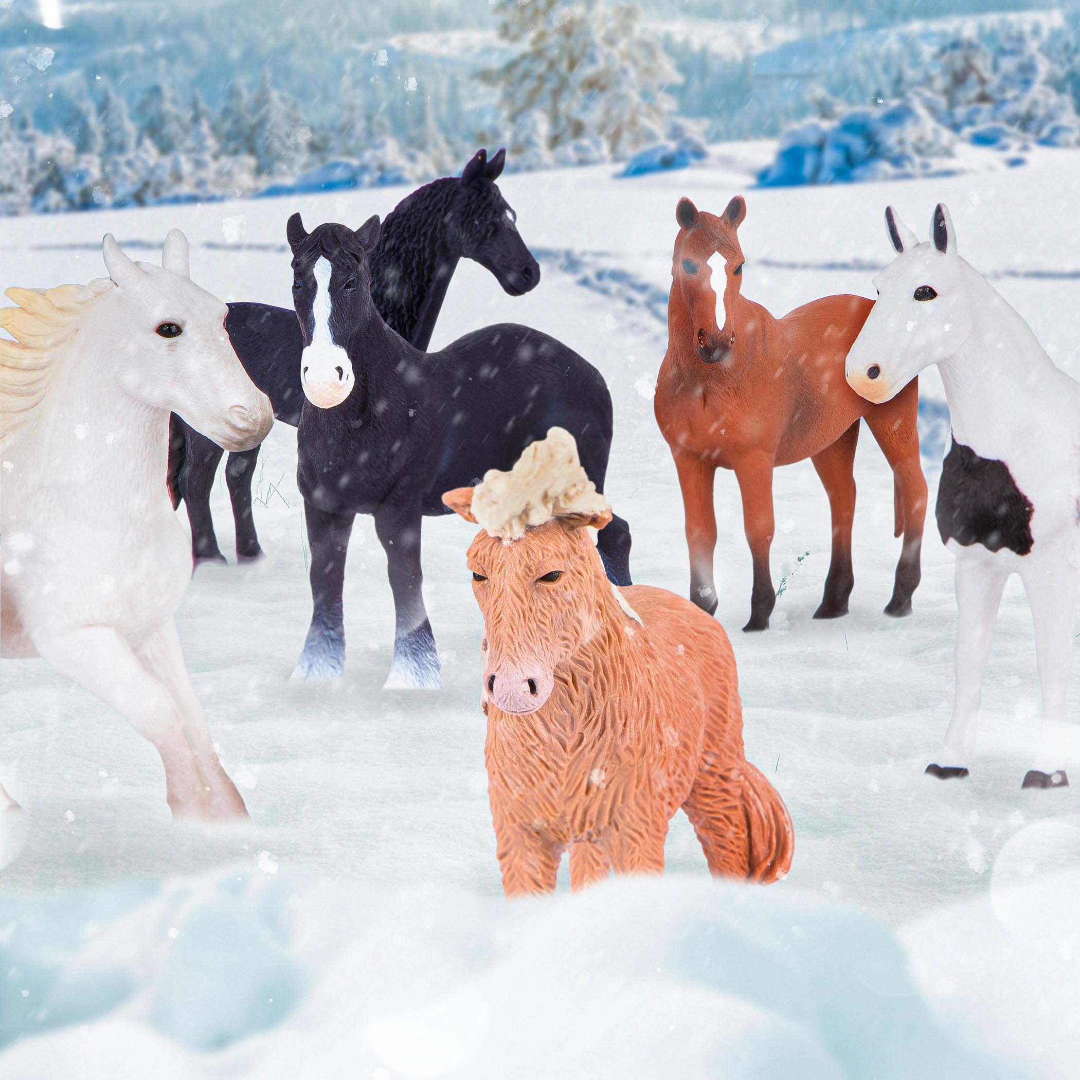Battat Terra Horses Set - 12 Piece Detailed Plastic Miniature Horse Toy Figures for Kids - Perfect for Farm Animal Collections, Pretend Play & Educational Learning Activities