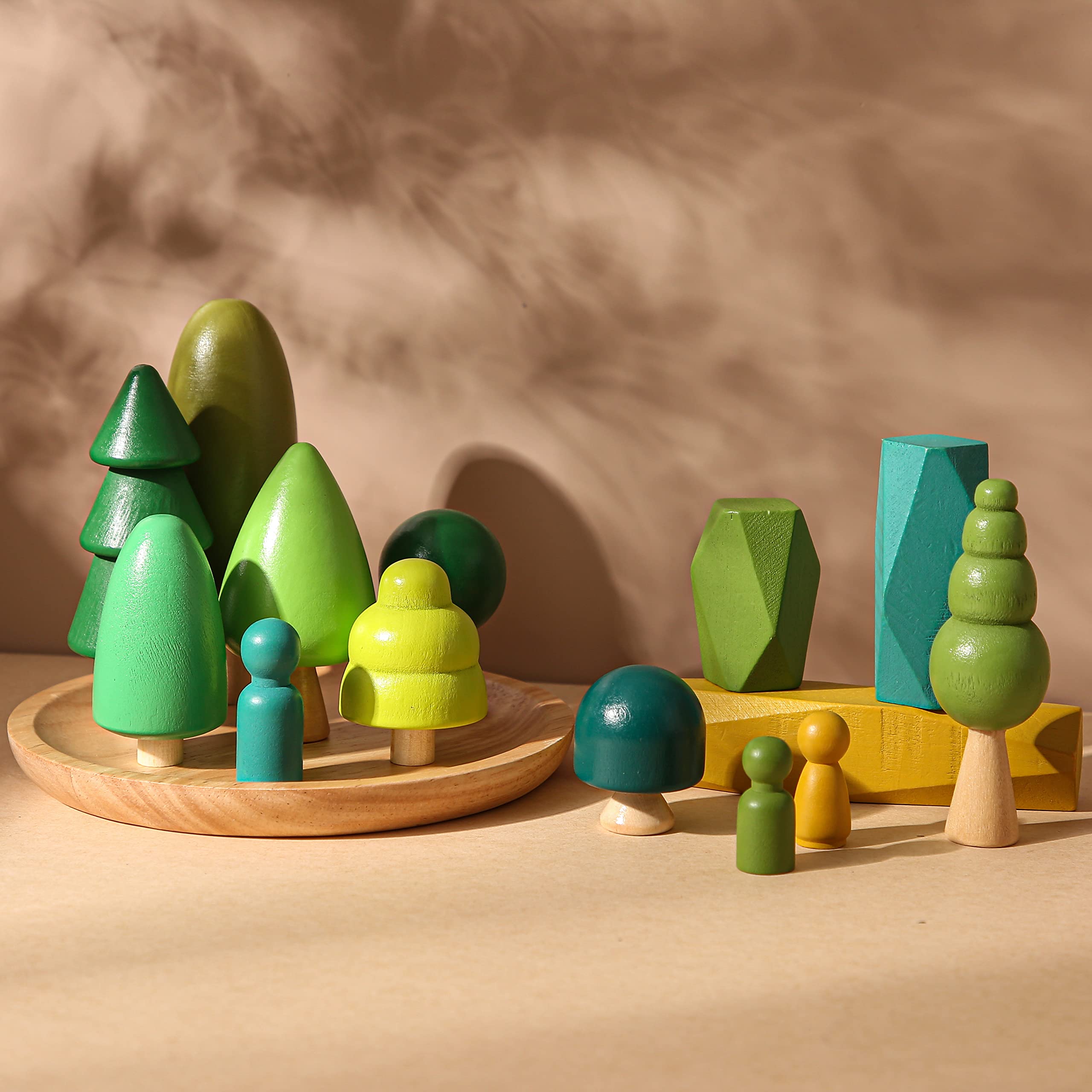 JETM·HH Wooden Tree Toys Balancing Stone Blocks - Montessori Stacking & Sorting Educational Toys for Toddlers 3+ - Lightweight Colorful Wooden Rocks for Kids (Forest Theme) - Perfect for Preschool Learning, Birthday Gifts & Family Game Night