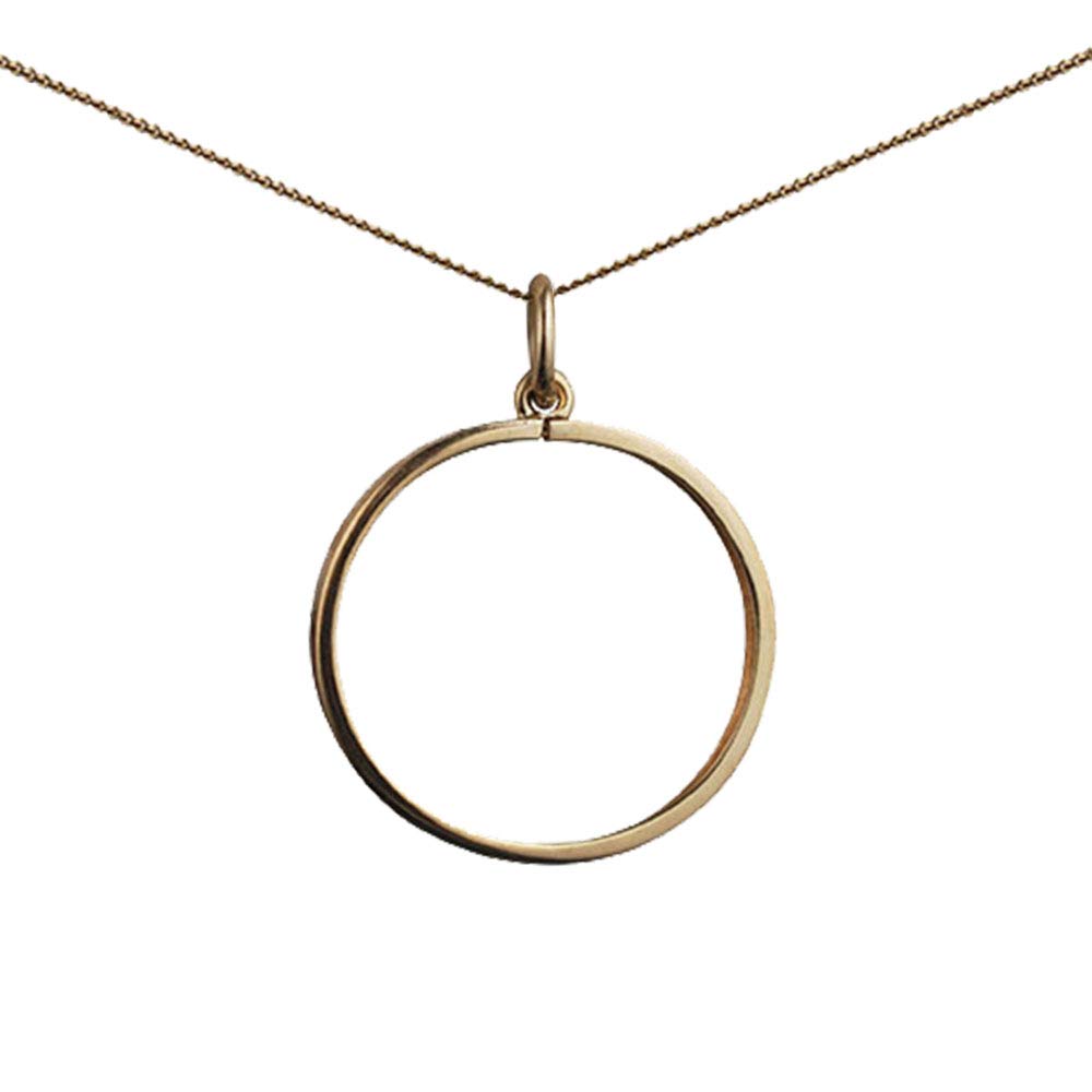 9ct Gold 20mm Plain 1/2 Half Sovereign Coin Mount Pendant with 0.6mm Curb Chain - Elegant Jewelry for Gifts, Special Occasions & Everyday Wear