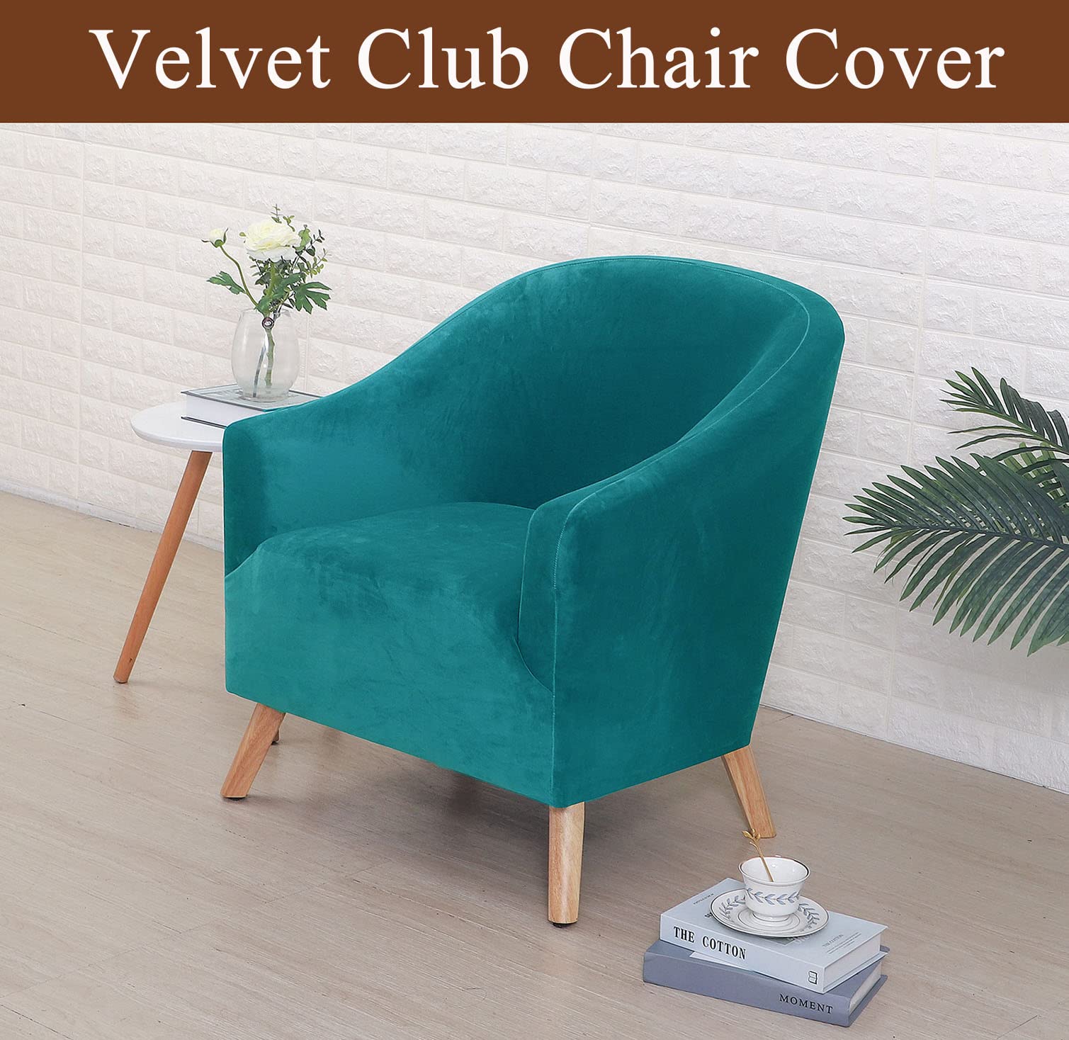 YOPOIY Luxurious Velvet Club Chair Slipcover - High Stretch Tub Chair Cover, Soft Spandex Barrel Chair Slipcover for Living Room, Hotel & Bar - Light Blue | Perfect for Home Decor, Hospitality & Commercial Use