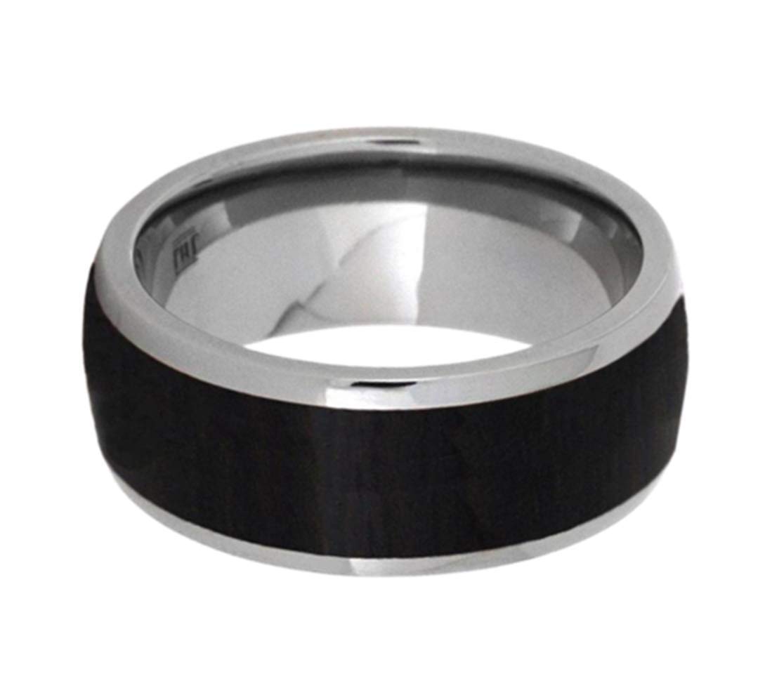 Men's Titanium African Blackwood Comfort-Fit Dome Ring - 10mm Wide Band, Hypoallergenic & Durable Wedding Band for Men, Perfect for Everyday Wear & Special Occasions