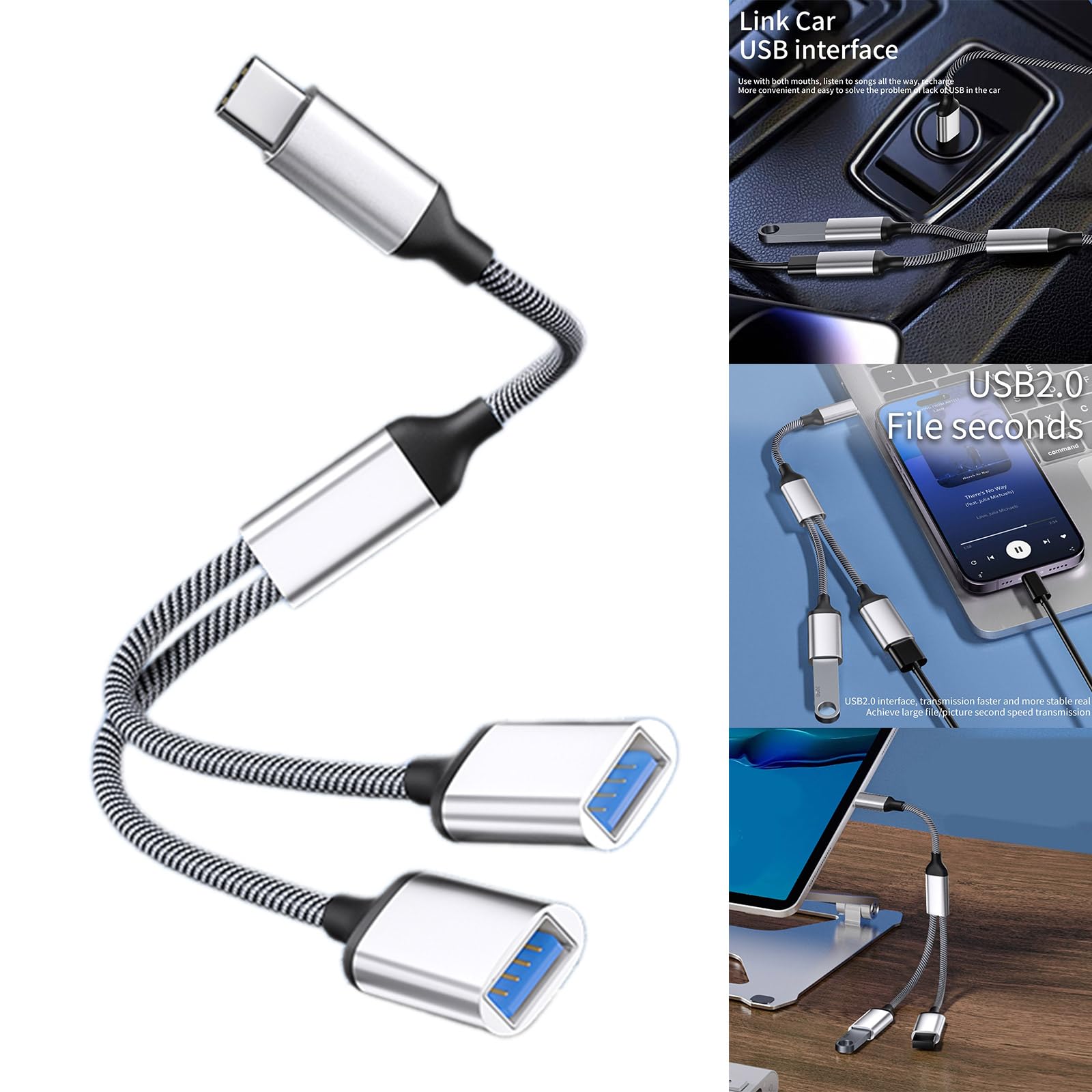 VSILAY USB C to Dual USB Adapter - OTG Splitter for Charging & Data Transfer