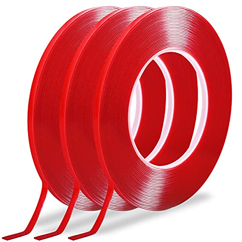 Strong Double Sided Mounting Tape - Heavy Duty Acrylic Foam Adhesive for Walls, Pictures, Posters & Automotive Use - 0.2 Inch Thick (33Ft x 3 Rolls) - Perfect for Home Decor, Office Organization & Outdoor Projects