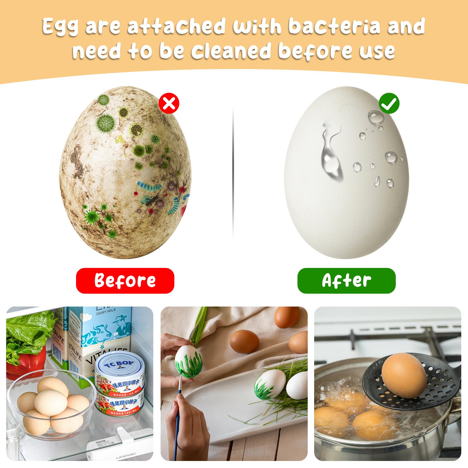 Soft Silicone Egg Cleaning Brush - Reusable Chicken-Shaped Egg Scrubber for Fresh Eggs, Fruits & Vegetables | Funny Kitchen Tool for Washing Eggs, Dishwasher Safe | Perfect for Farm Fresh Eggs, Organic Produce Cleaning & Baking Prep