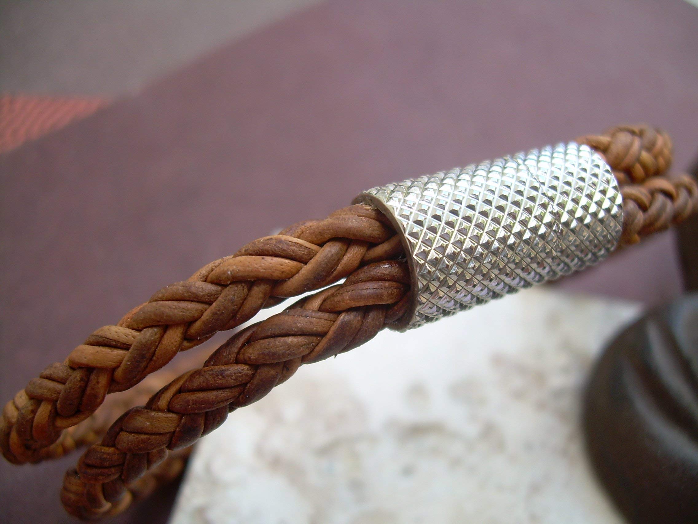 Men's Braided Leather Cuff Bracelet - Double Strand Natural Light Brown with Stainless Steel Magnetic Clasp - Stylish Men's Jewelry Gift for Casual & Formal Occasions