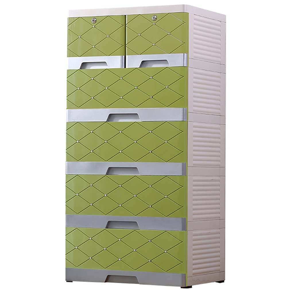 ZHAOSHUNLI 3-Layer Plastic Storage Cabinet with Thick Drawers, 58cm Wide - Green Wardrobe Organizer for Bedroom, Closet & Home Organization