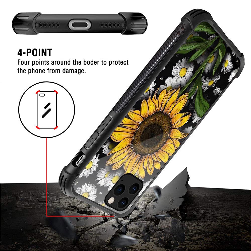 Sunflower Floral iPhone 13 Pro Case - Cute Flower Design Protective Cover for Women & Girls | Perfect for Everyday Use, Work & Outdoor Activities