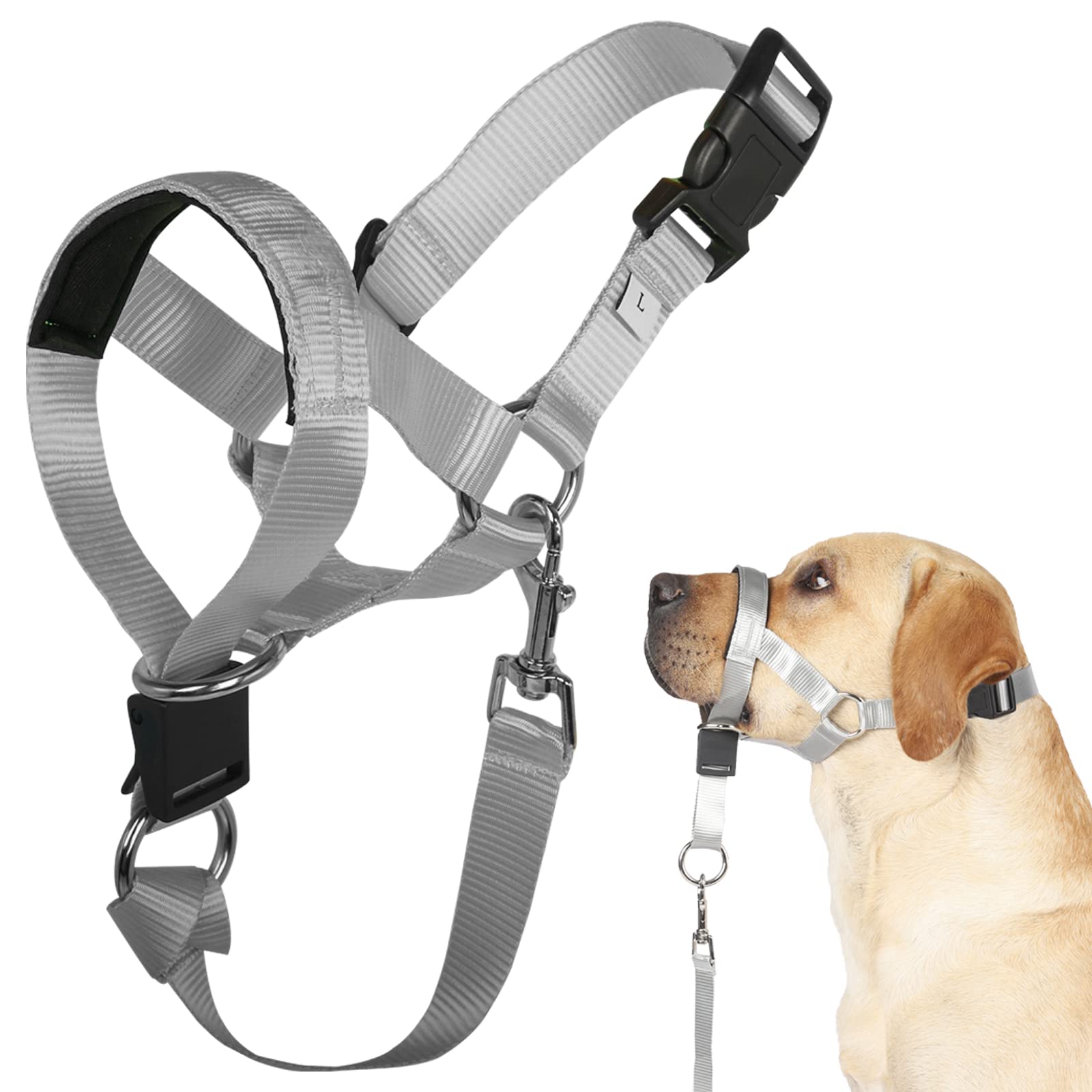 No Pull Dog Head Collar - Padded Snout Harness for Small, Medium & Large Dogs | Barkless Training Halter Stops Pulling & Choking | Perfect for Walks, Training & Behavior Control