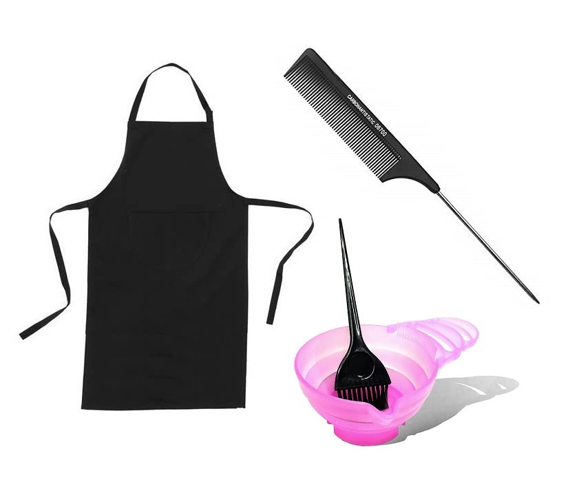 Professional Hair Dye Kit - 3-Piece Set with Mixing Bowl, Hair Coloring Brush & Styling Comb | Salon-Quality Tools for DIY Hair Coloring & Styling at Home (Includes Black Hair Cutting Cape)