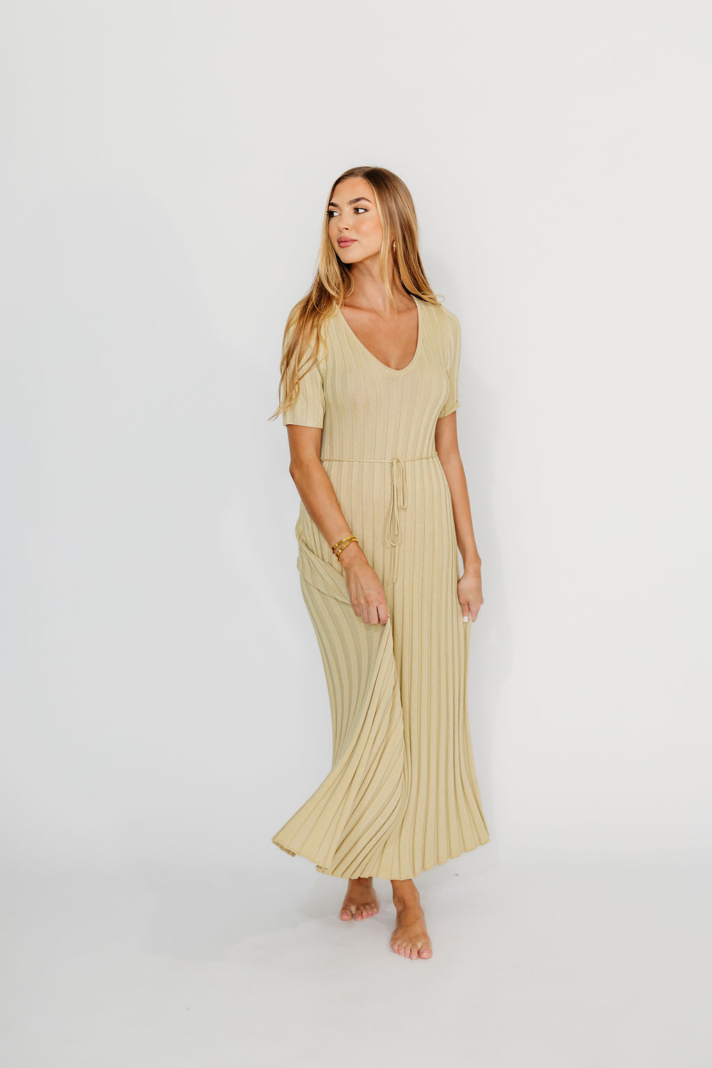 Oakley Ribbed Maxi Dress in Dusty Lime - Bump Friendly Maternity Dress for Pregnancy & Nursing | Perfect for Casual Outings, Baby Showers & Summer Events