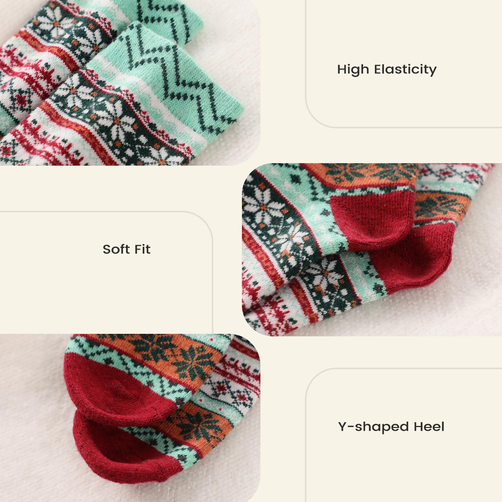 Warm Wool Socks for Women - 5 Pairs Cozy Boot Socks for Winter & Hiking