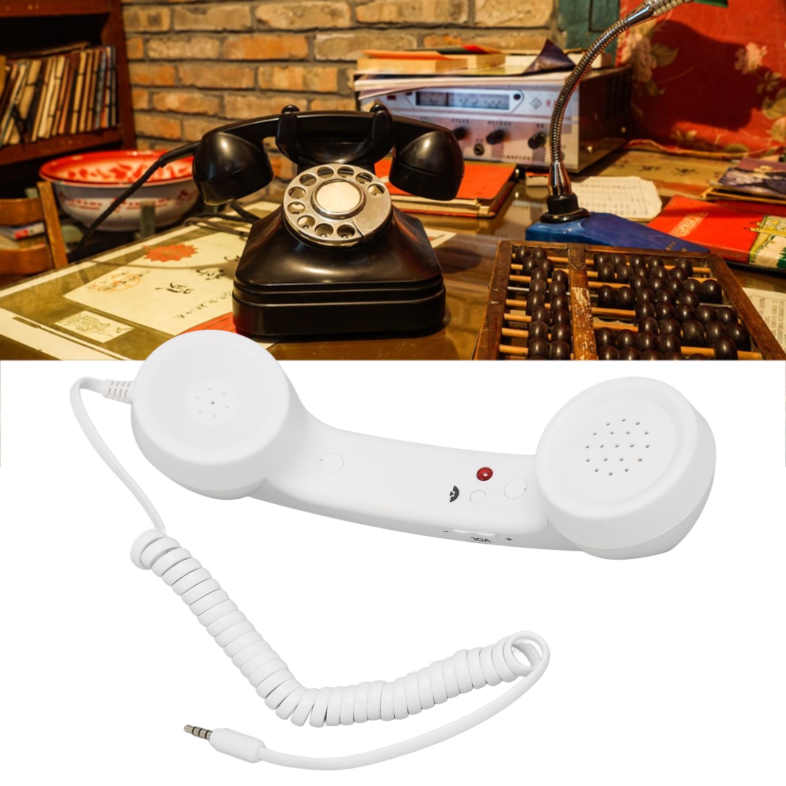 Adjustable Volume 3.5mm Plug Handheld Phone Receiver for Smartphone - Cell Phone Handset with Clear Sound Quality - Perfect for Office, Call Centers & Remote Work