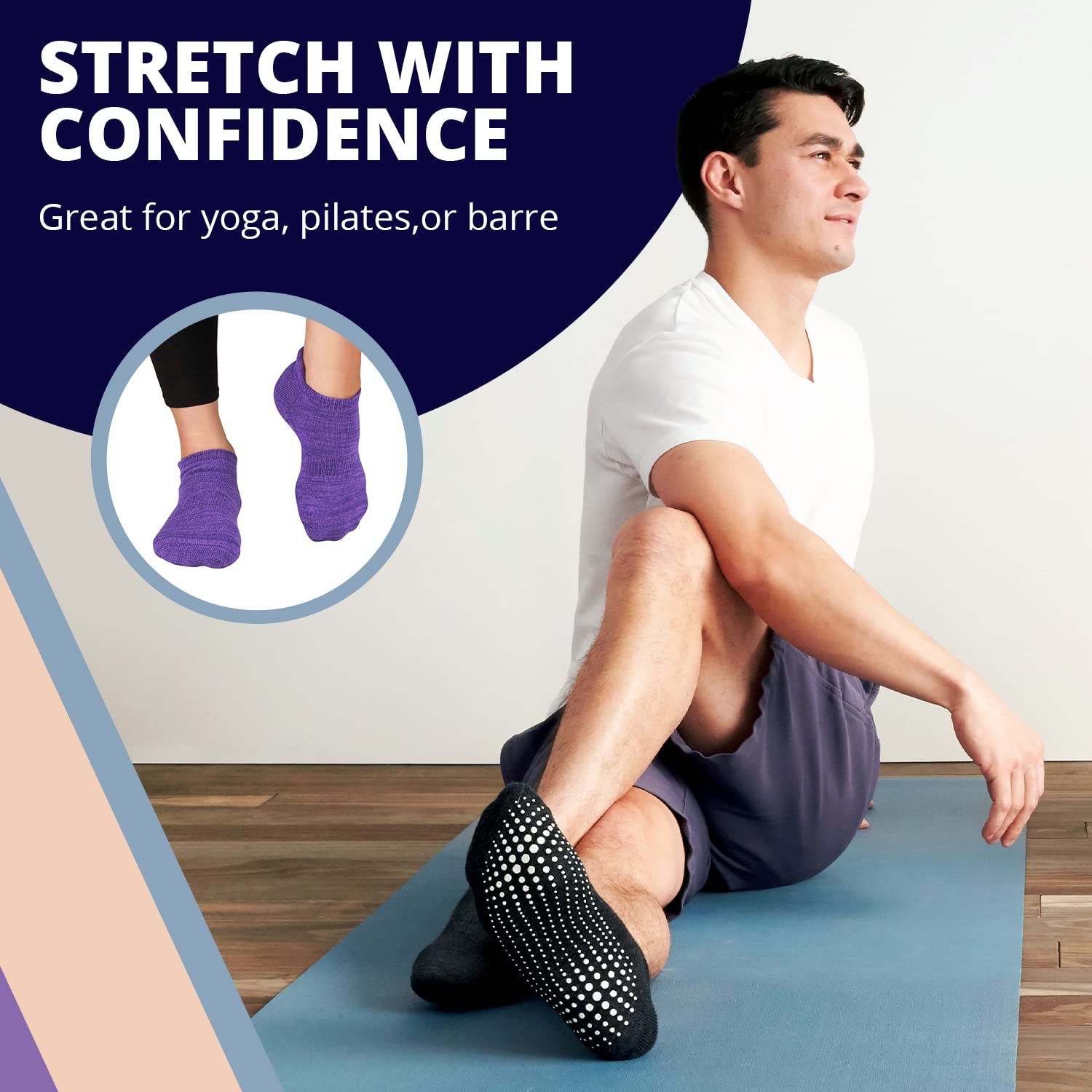 LA ACTIVE Non-Slip Yoga Grip Socks for Women & Men - Breathable Barre Ballet Pilates Workout Socks with Anti-Skid Dots - Perfect for Yoga, Dance, Gym & Home Exercises