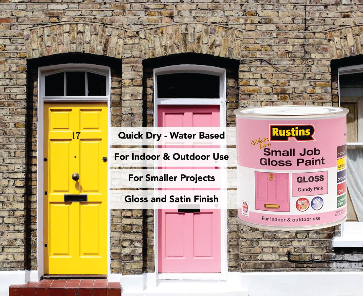 Small Job Candy Pink Gloss Paint 250ml - High Gloss Finish for Walls & Wood - Perfect for DIY Home Decor, Furniture Refinishing & Craft Projects